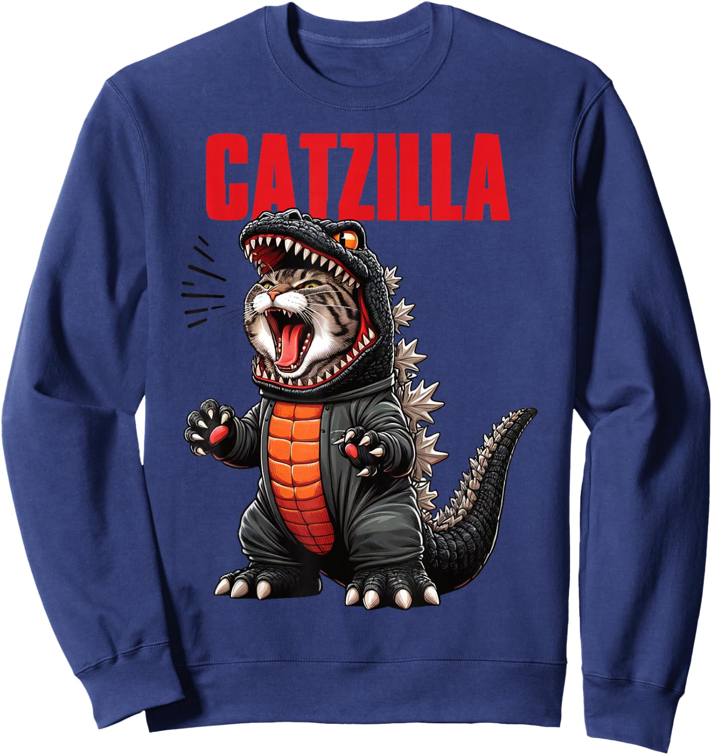 Cute Kitty Catzilla for Cat Moms & Dads Sweatshirt - Sweatshirt | Navy