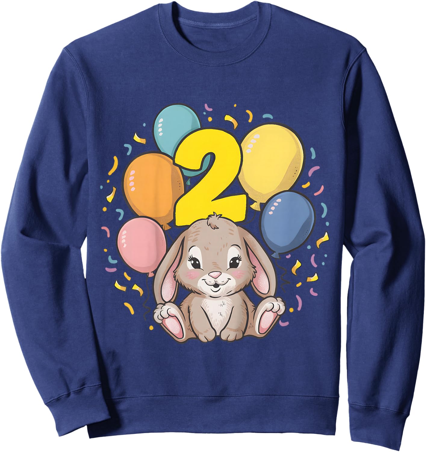 Kids 2nd Birthday Children's Birthday Rabbit Sweatshirt - Sweatshirt | Navy