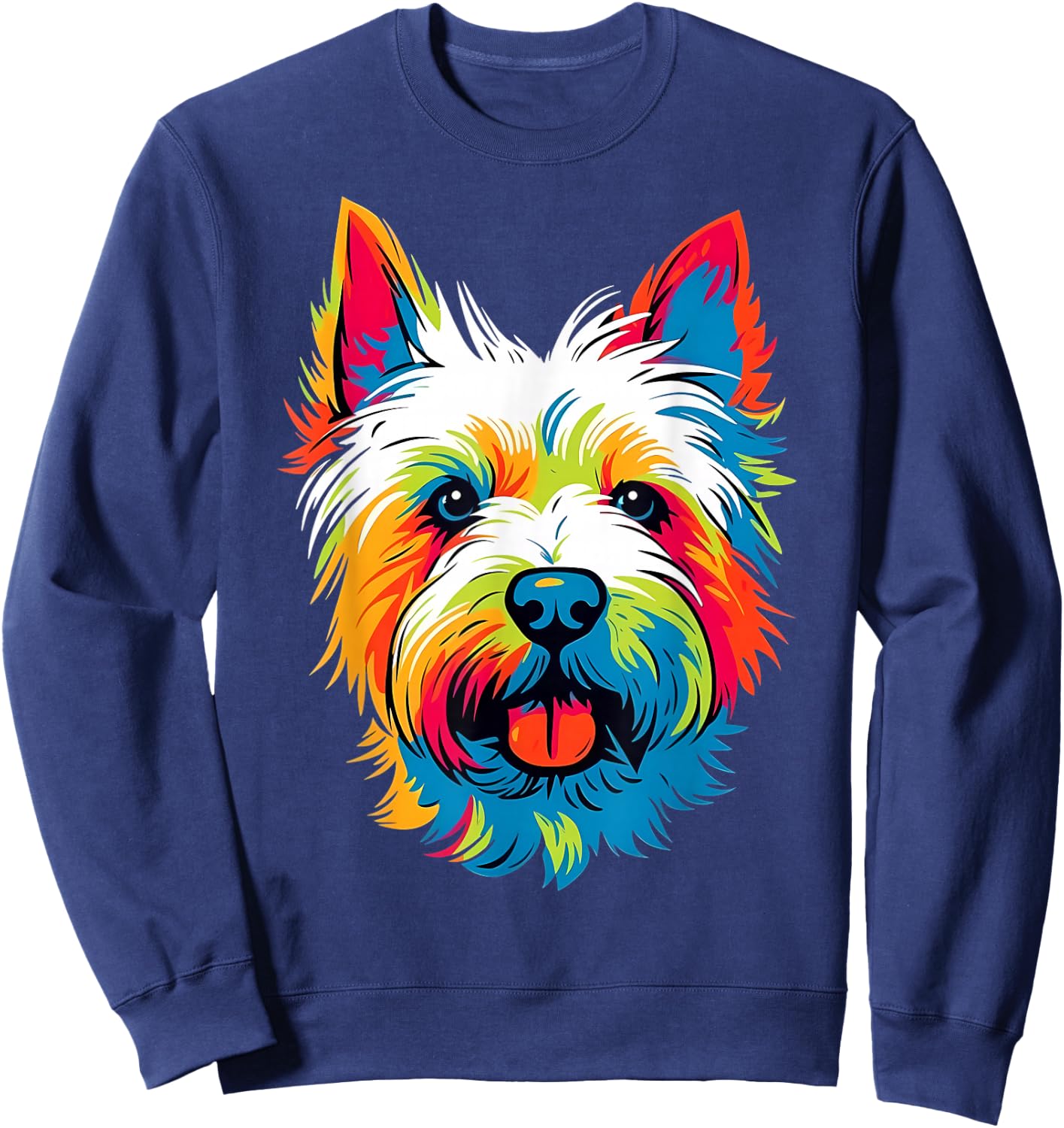 Westie West Highland White Terrier Dog Lover Colorful Puppy Sweatshirt - Sweatshirt | Navy
