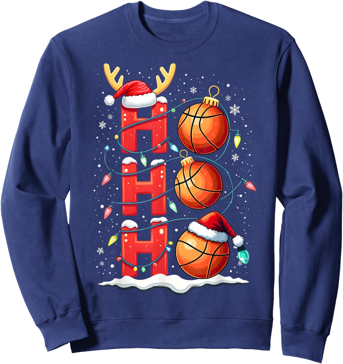 Christmas Basketball Ho Ho Sports Christmas Basketball Boys Kids , Black, S Sweatshirt - Sweatshirt | Navy