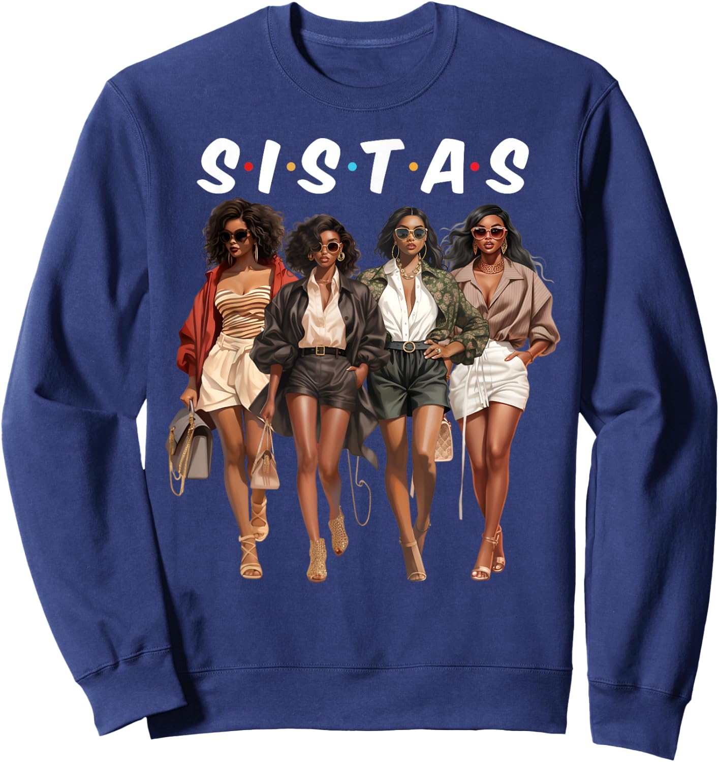 Sistas Afro Women Together African American Women Girls Trip Sweatshirt - Sweatshirt | Navy