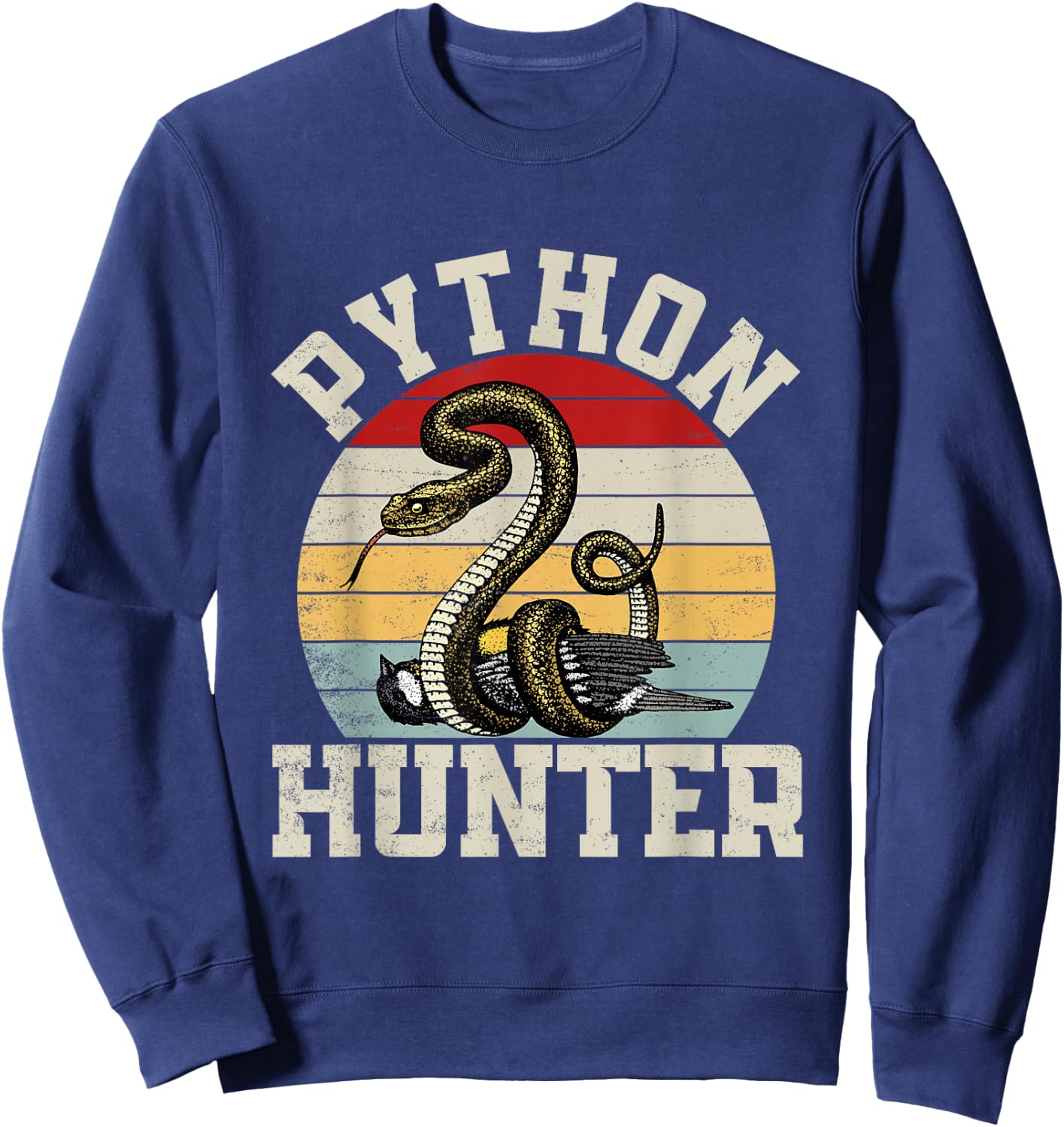 Python Hunter Florida Snake Vintage Retro Sunset Sweatshirt - Sweatshirt | Navy