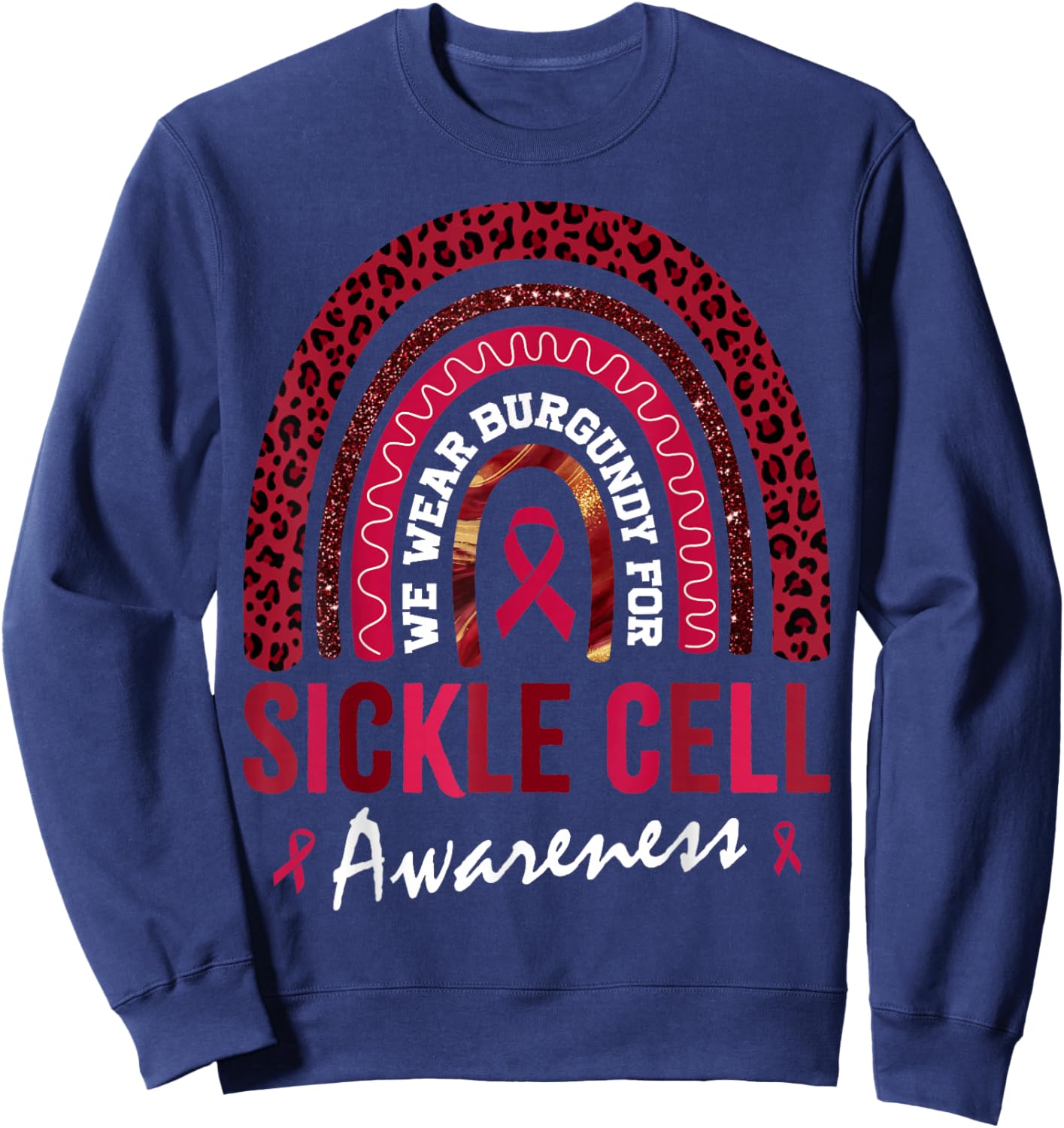 in September We Wear Burgundy for Sickle Cell Awareness Sweatshirt - Sweatshirt | Navy