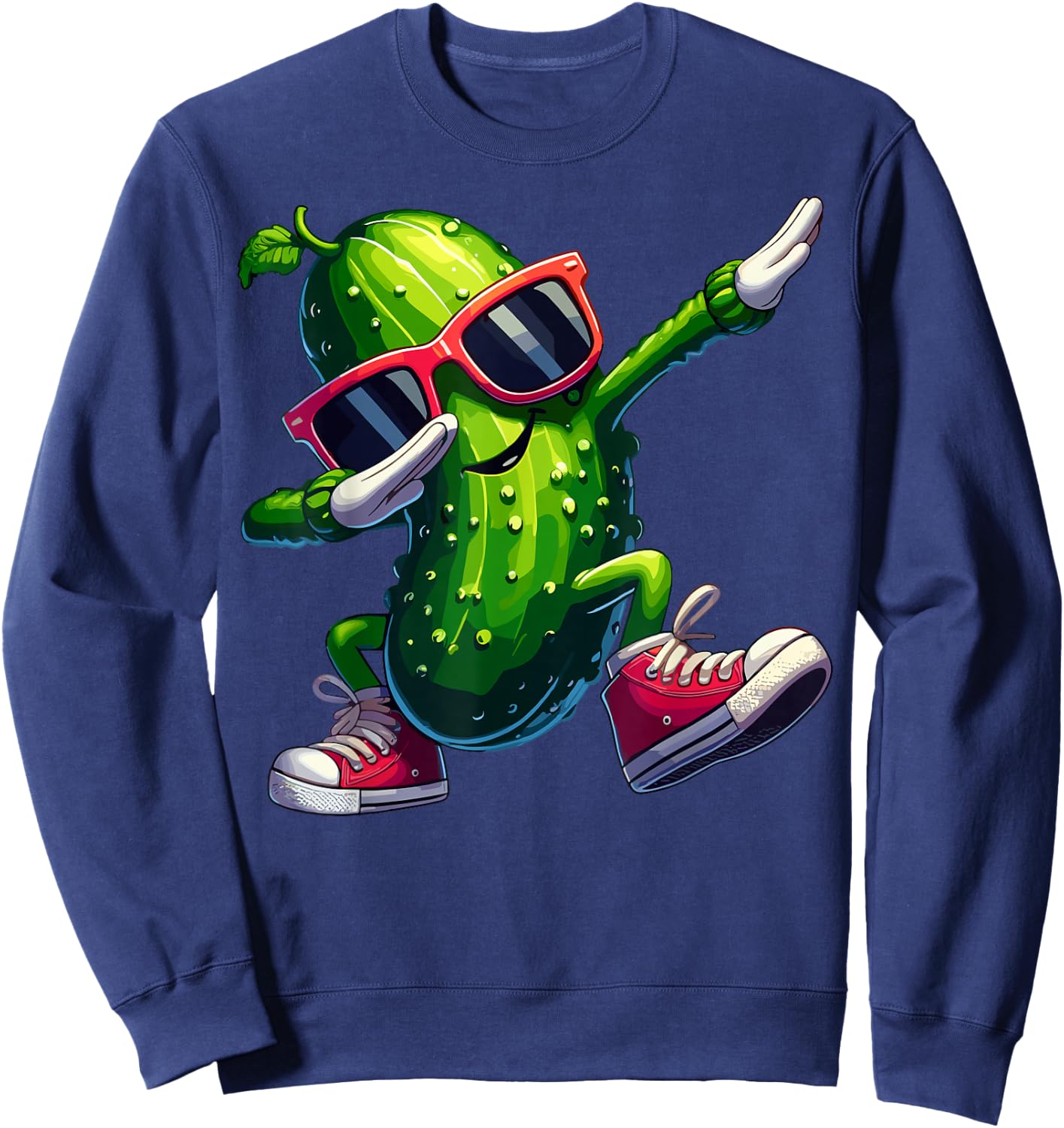 Pickle Dabbing Funny Sunglass Cucumber Boys Girls Kids Sweatshirt - Sweatshirt | Navy