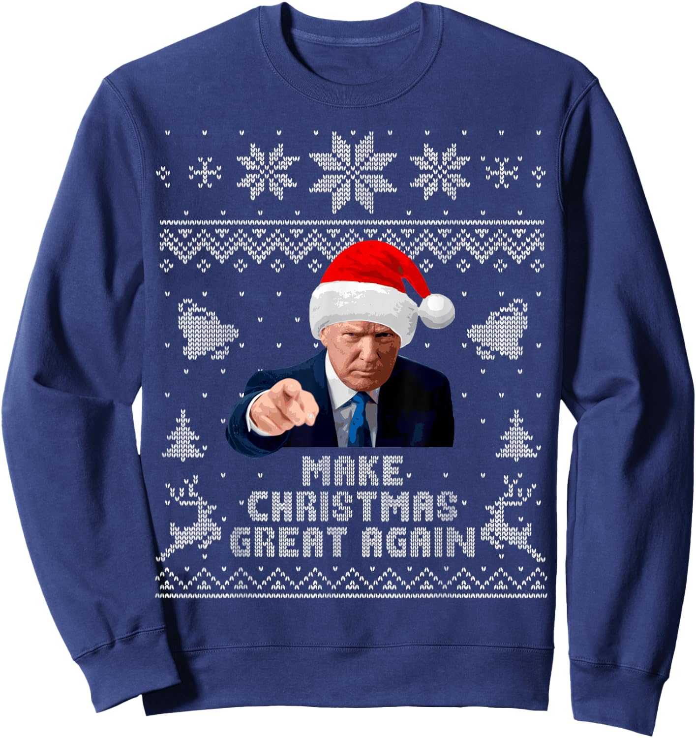 Make Christmas Great Again Donald Trump Holiday Sweatshirt - Sweatshirt | Navy