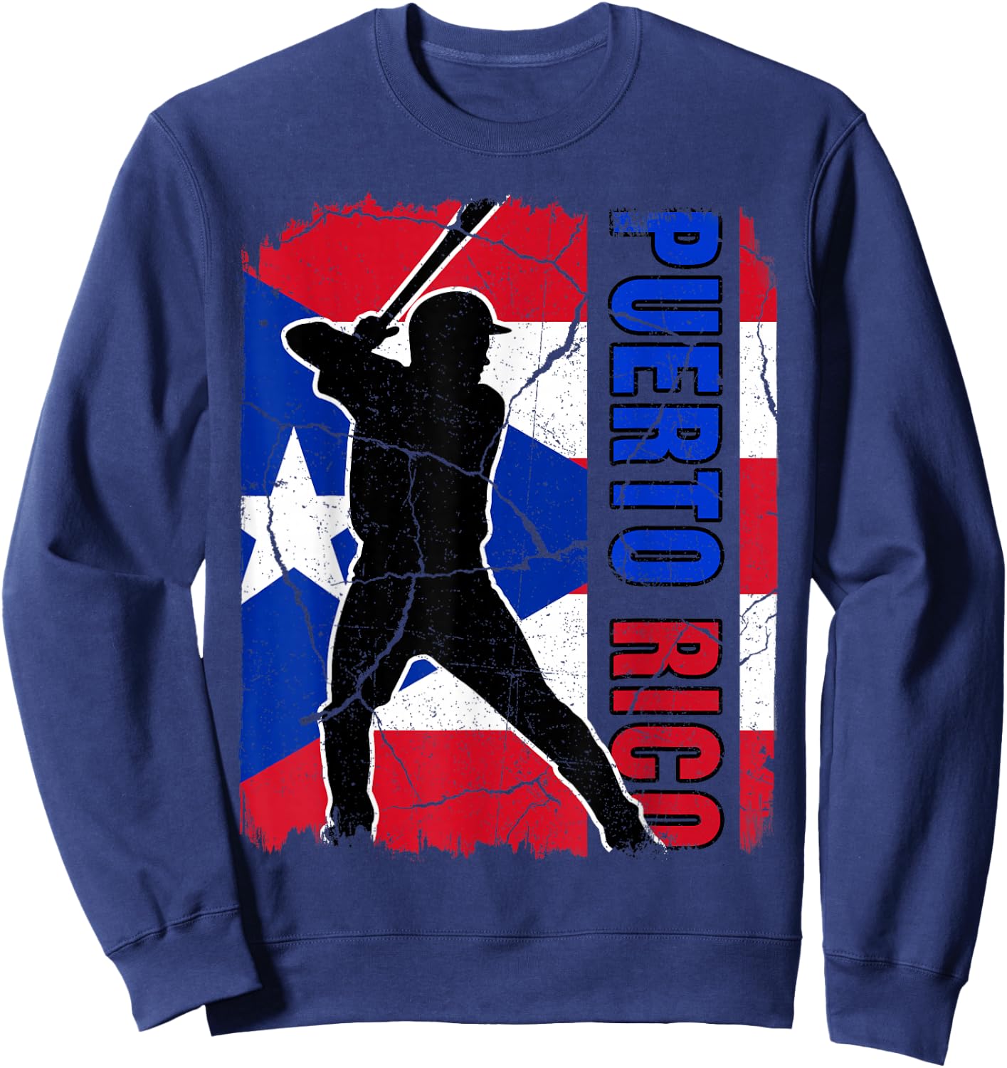 Puerto Rican Baseball Player Puerto Rico Flag Baseball Fans Sweatshirt - Sweatshirt | Navy