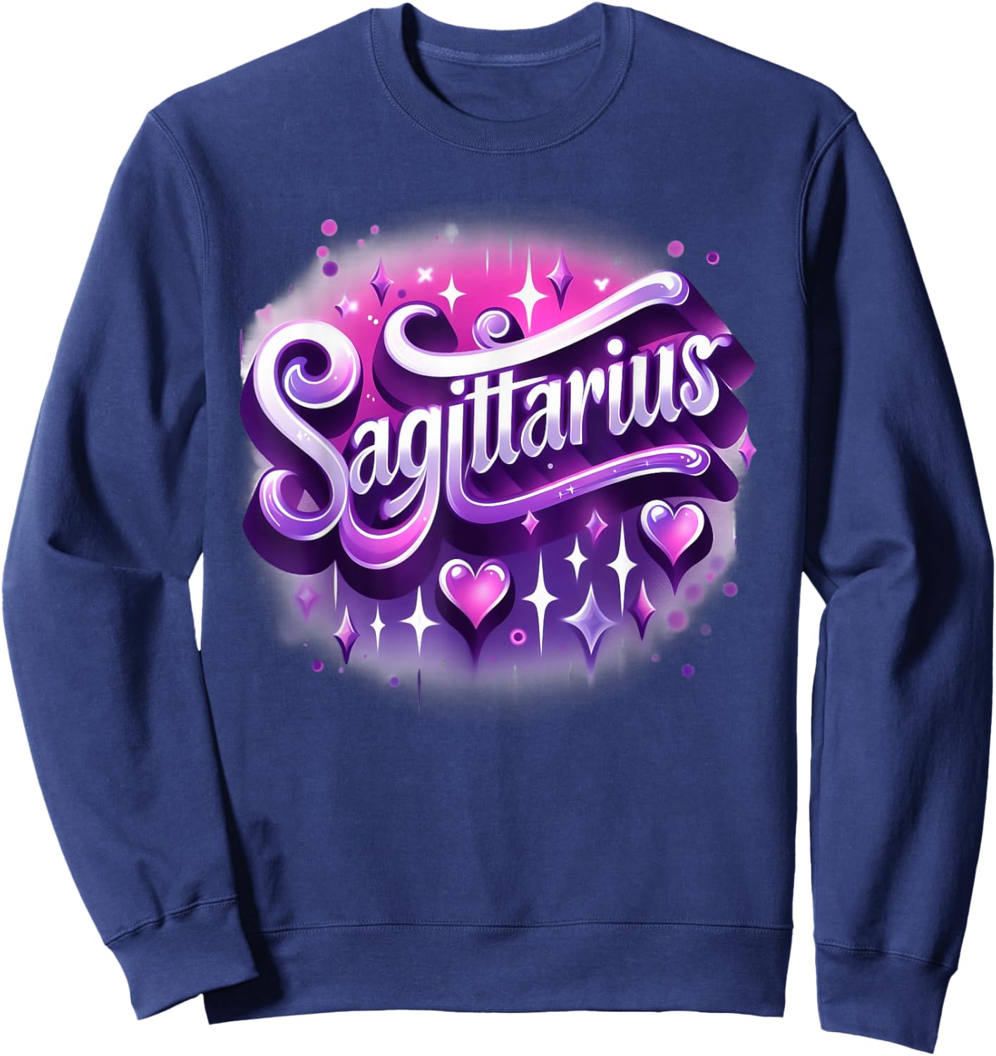 Pink and Purple Sagittarius Zodiac Star Sign Sweatshirt - Sweatshirt | Navy