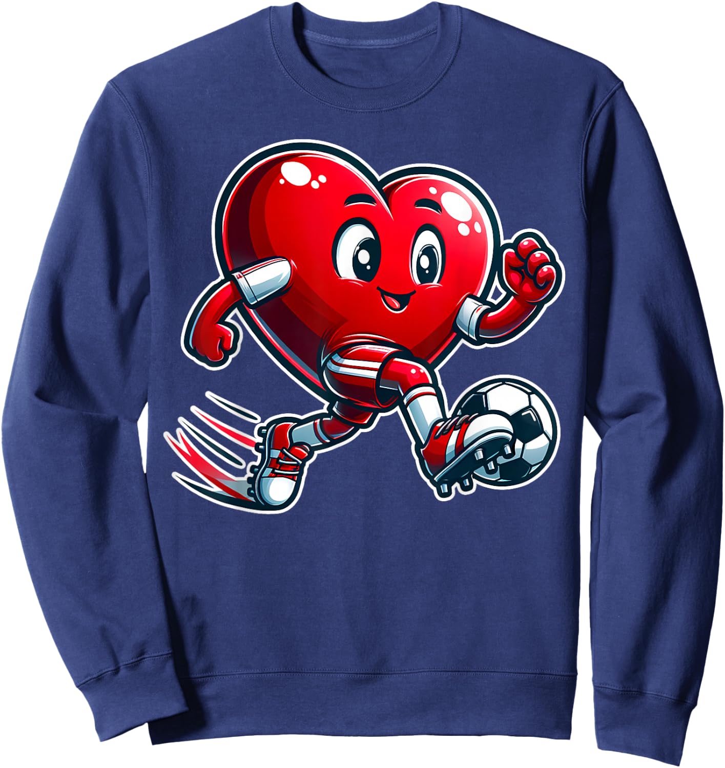 Valentine's Day Soccer Player Heart Cute Sports Sweatshirt - Sweatshirt | Navy