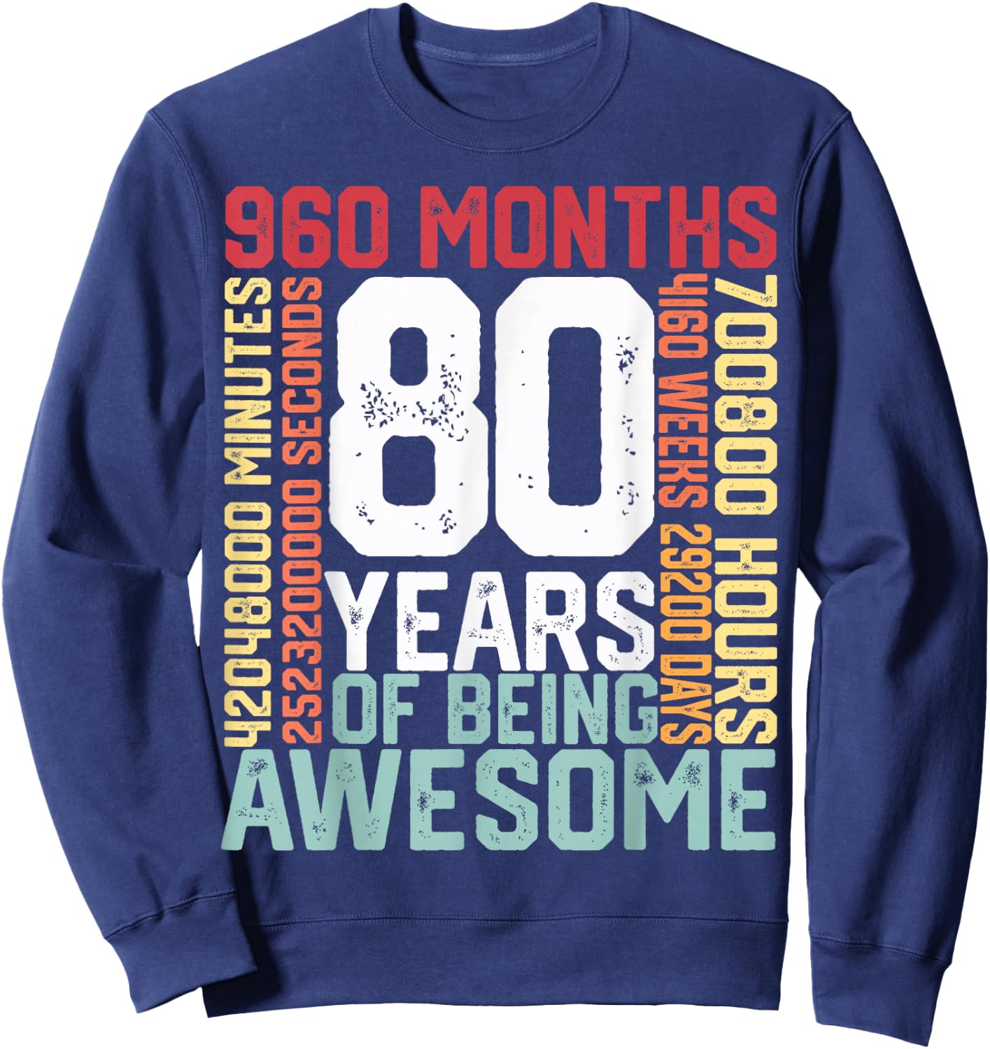 80 years of being Awesome Months weeks days special birthday Sweatshirt - Sweatshirt | Navy