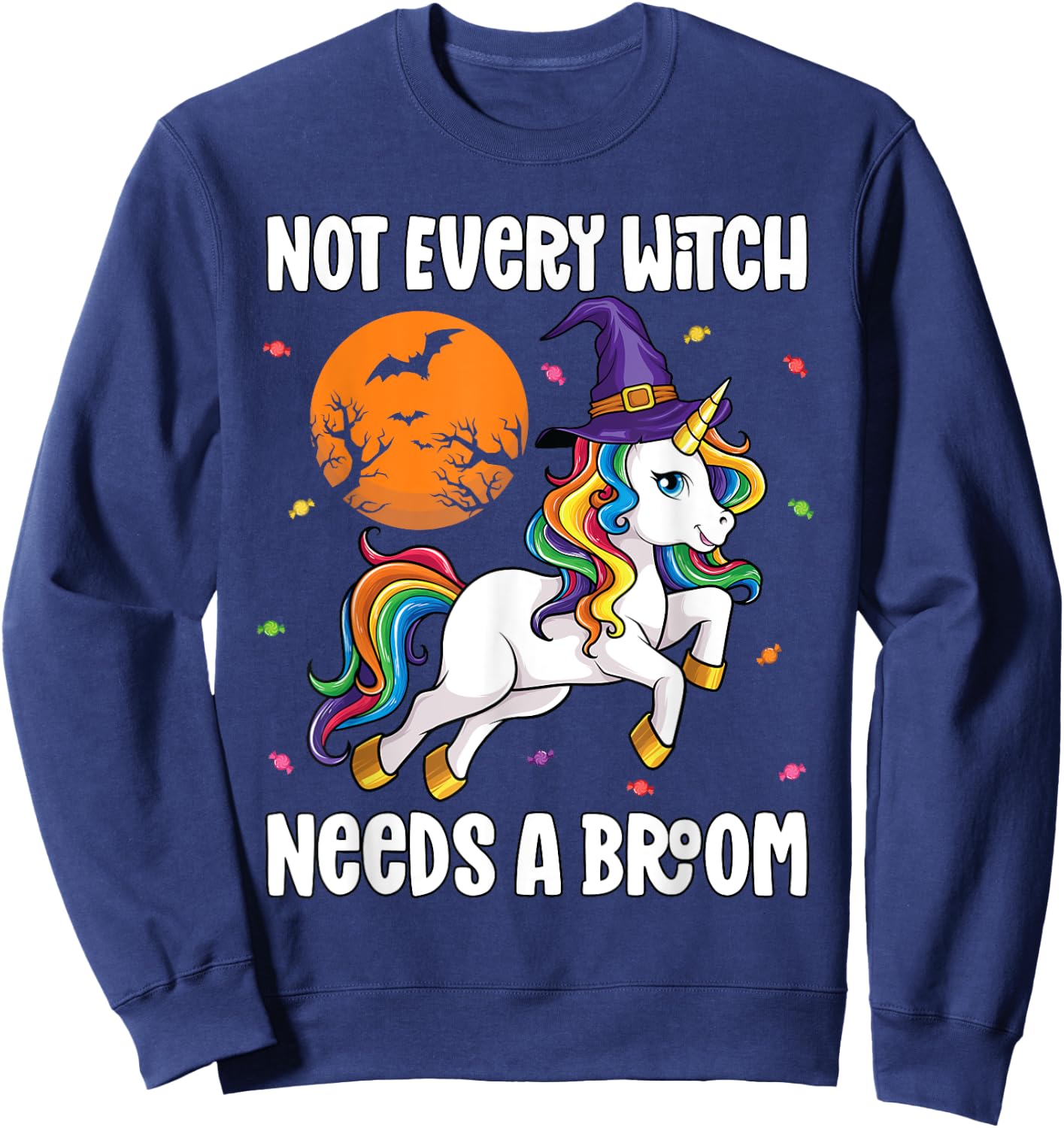 Halloween Unicorn Shirt Girls Women Witchy Unicorn Halloween Sweatshirt - Sweatshirt | Navy