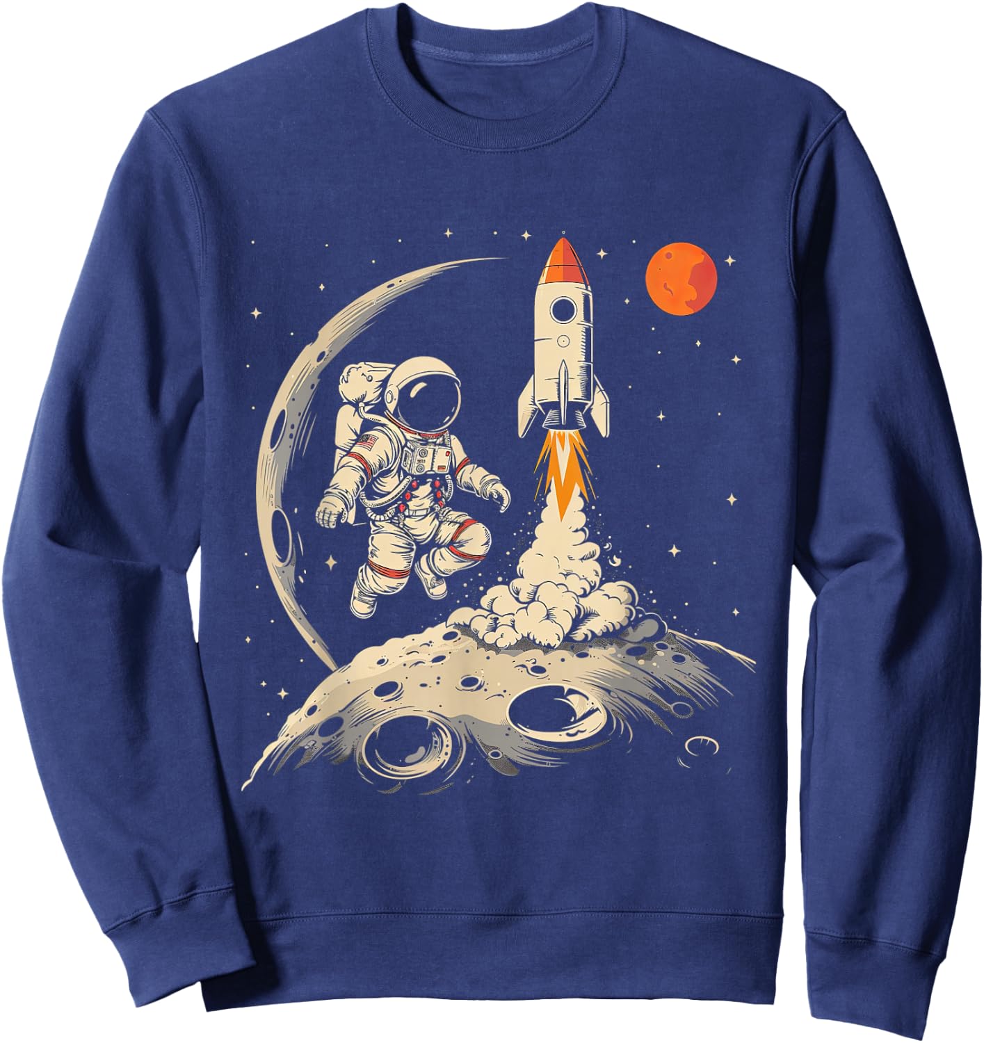 Weltraum Rakete und Astronaut Raumschiff Kinder Sweatshirt - Sweatshirt | Navy