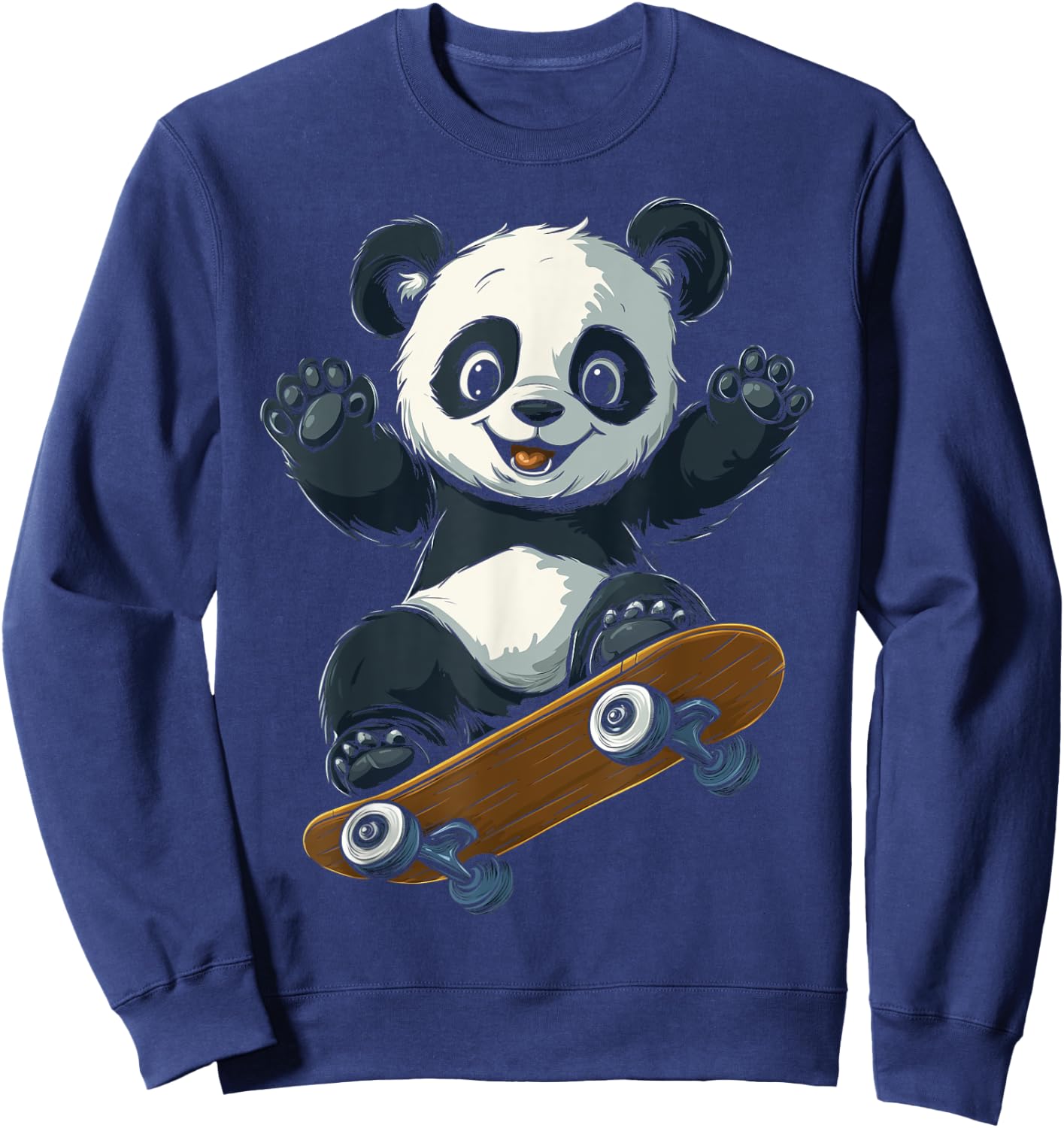 Cute Skateboarding Panda Fun Animal Girl Boy Kids Sweatshirt - Sweatshirt | Navy