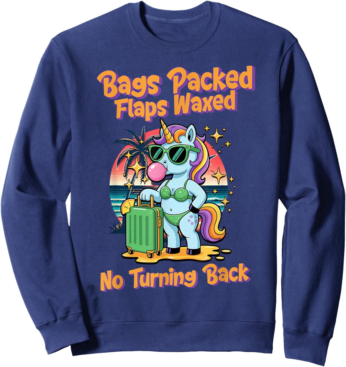 Bags Packed Flaps Waxed Unicorn Funny Embarrassing Adult Sweatshirt - Sweatshirt | Navy