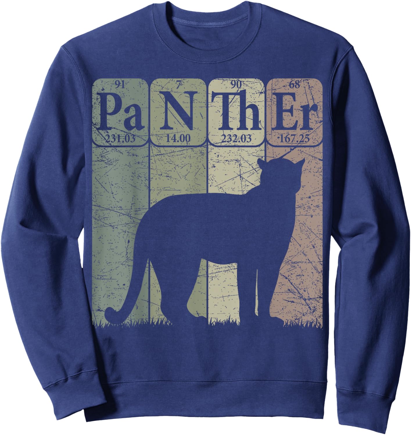 Panther Periodic Table Elements Retro Panther Nerdy Sweatshirt - Sweatshirt | Navy