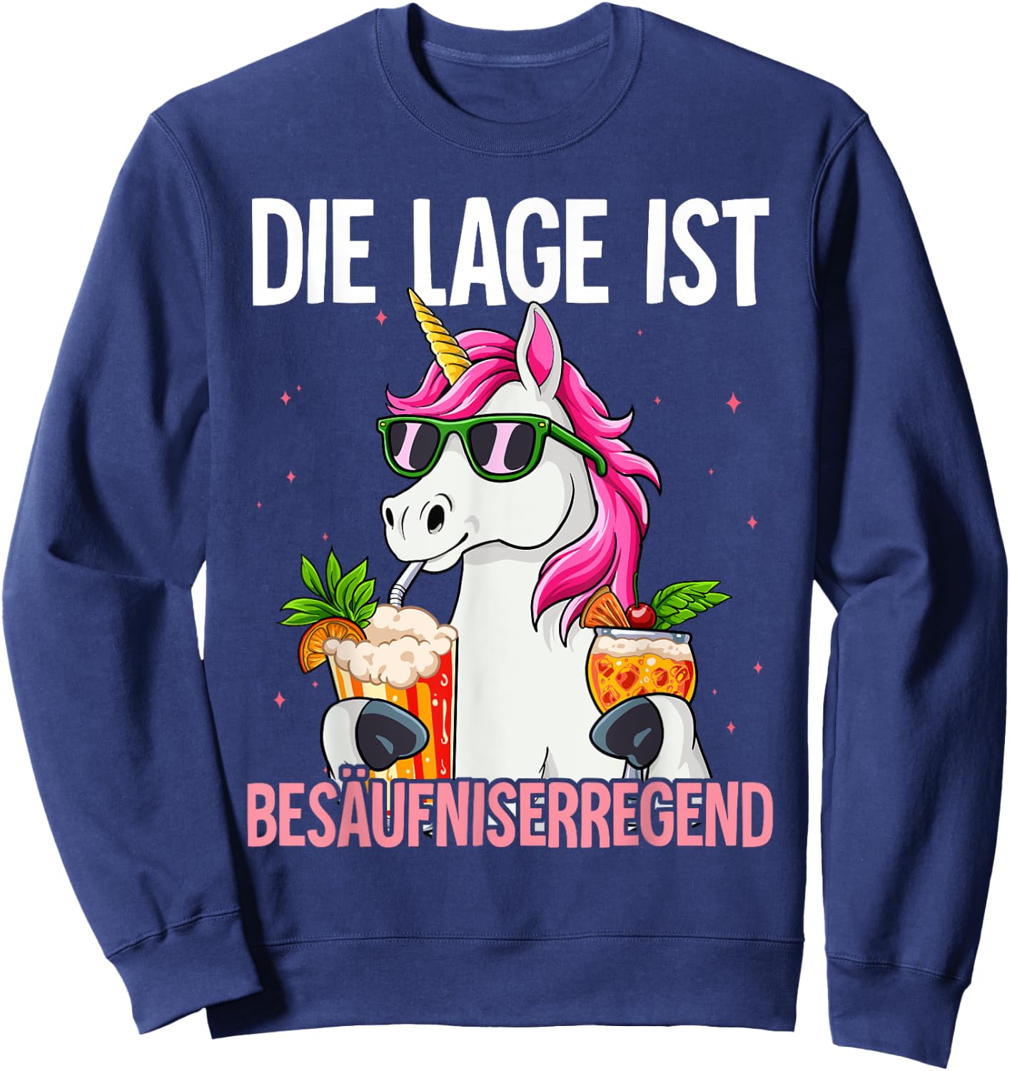 with German Text "Die Lage Ist Besäufniserregend, black Sweatshirt - Sweatshirt | Navy