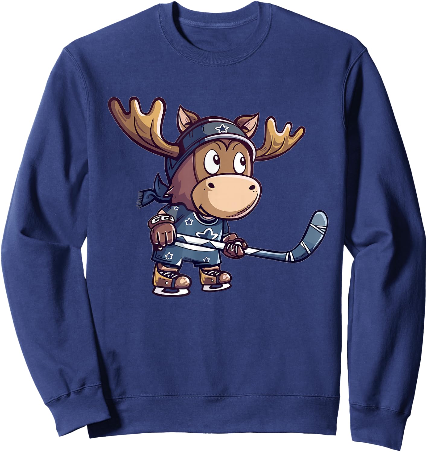 Cute Ice Hockey Moose Sweatshirt - Sweatshirt | Navy