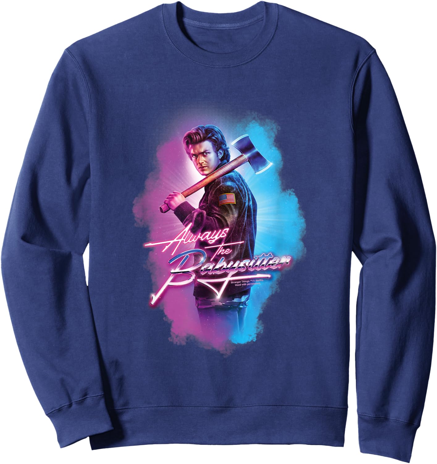 Stranger Things Steve Harrington Always The Babysitter , black Sweatshirt - Sweatshirt | Navy