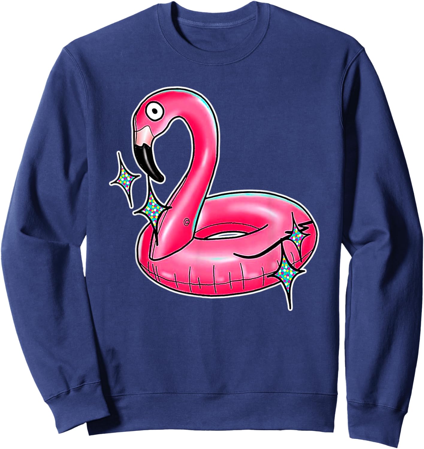 Flamingo Pool Float Pink Toy Sweatshirt - Sweatshirt | Navy