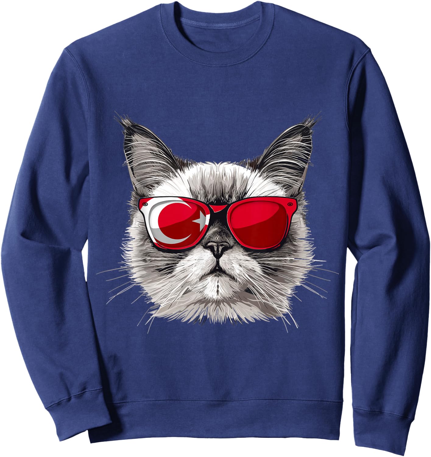 Turkey Flag Cat Mom Souvenirs Products Kitten Turkish Sweatshirt - Sweatshirt | Navy