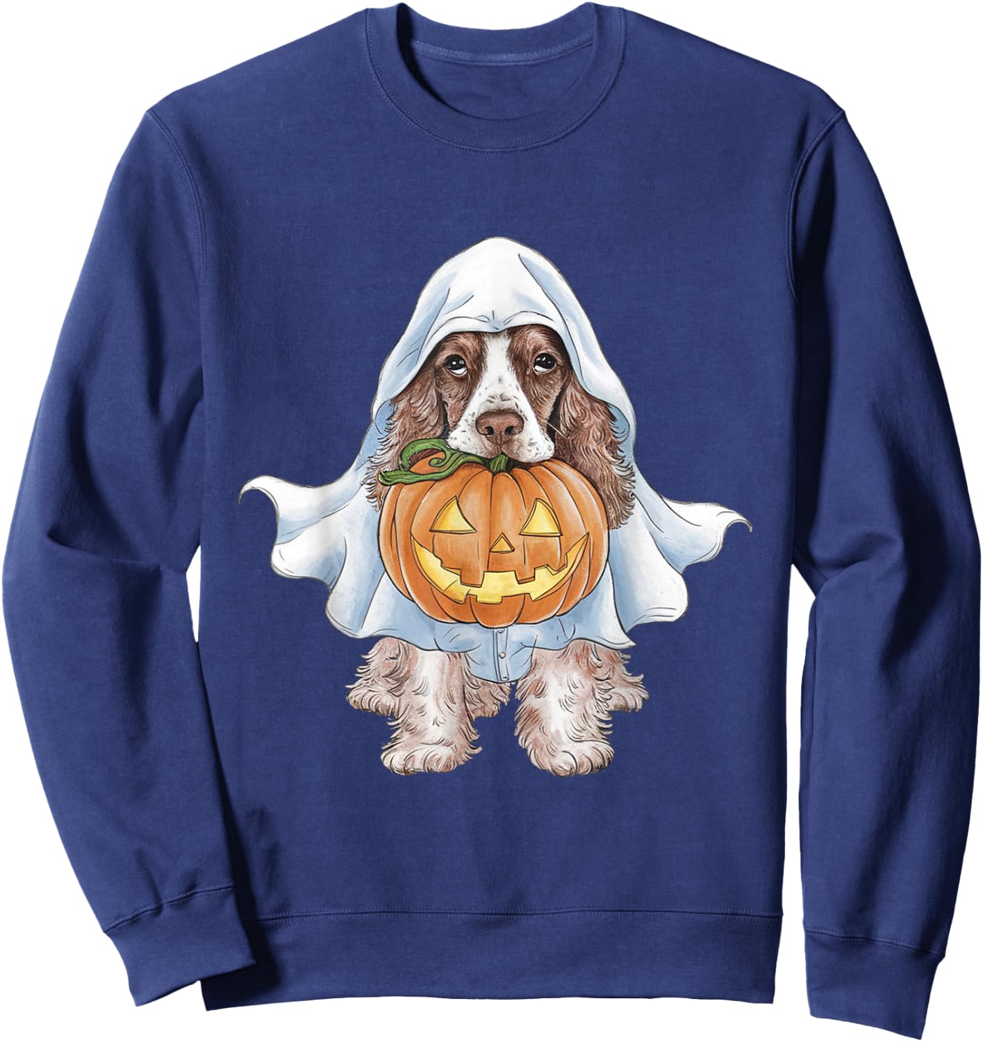Cocker Spaniel Ghost Dog Halloween Men Women Kids Sweatshirt - Sweatshirt | Navy