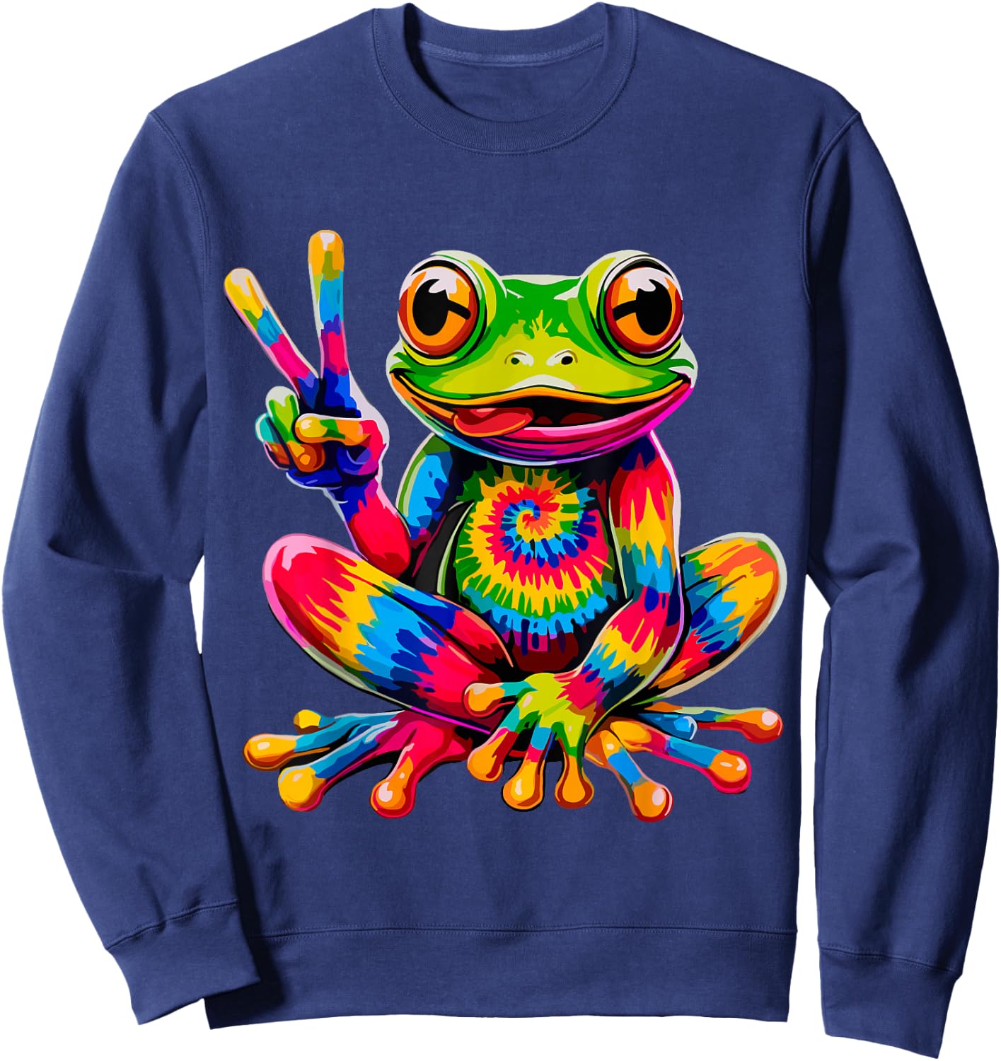 Colorful Hippie Frog Sweatshirt - Sweatshirt | Navy