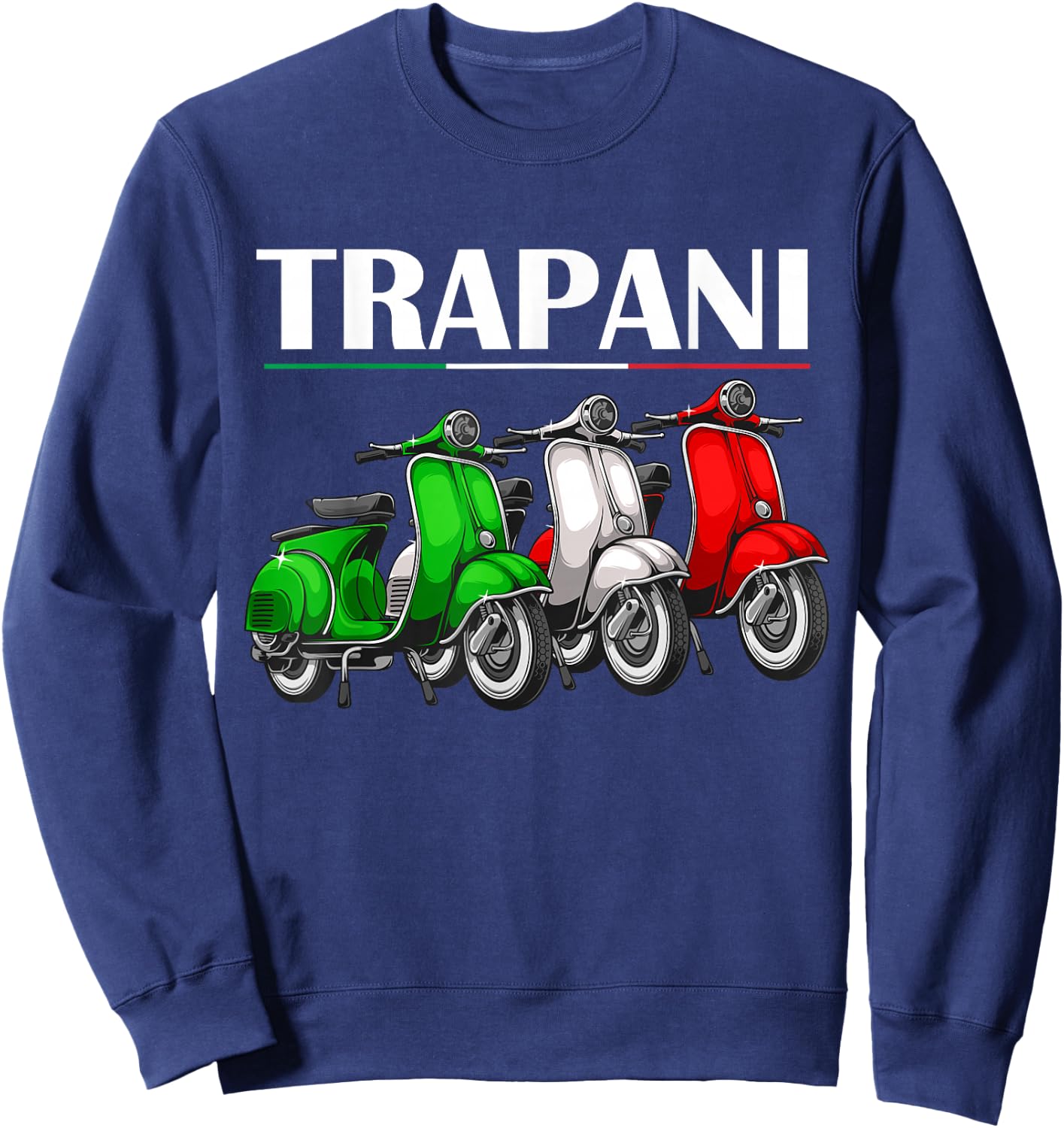 Trapani Souvenir Sicily Classic Italian Scooter Trapani Sweatshirt - Sweatshirt | Navy