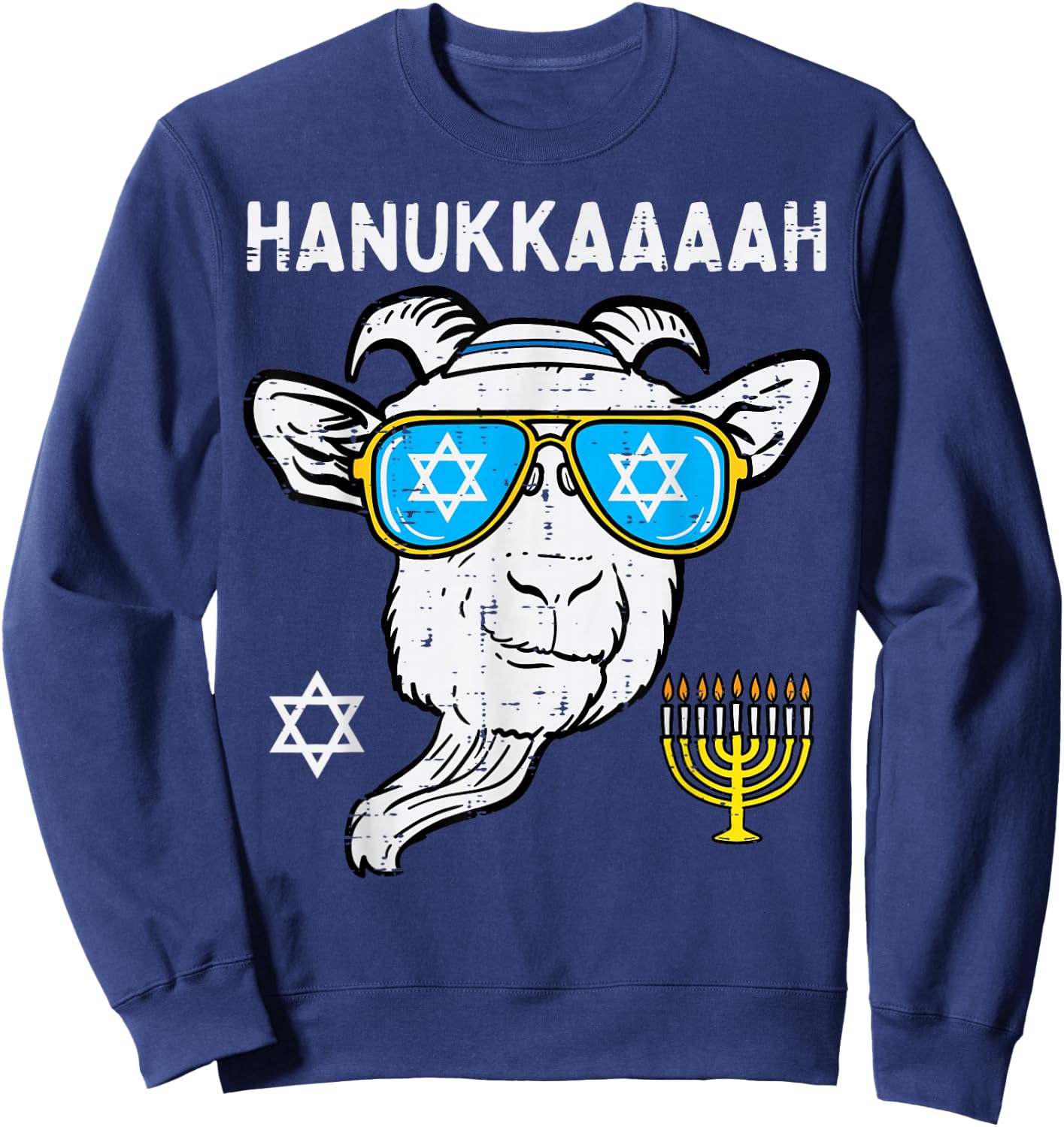 Hanukkah Goat Chanukah Jewish Farm Farmer Men Women Kids Sweatshirt - Sweatshirt | Navy