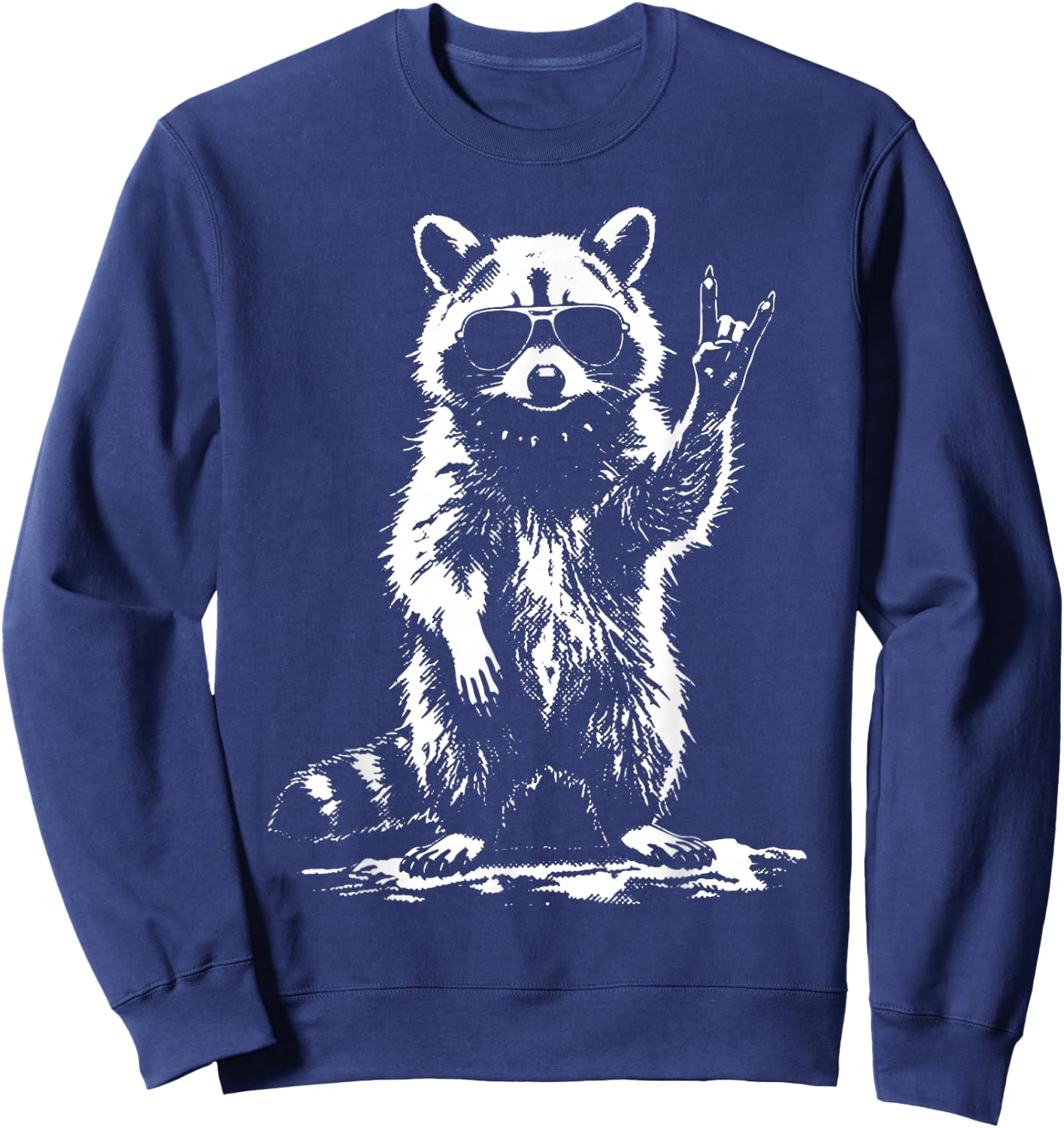 Raccoon Rock Music Rock Star Funny Animal Band Design Sweatshirt - Sweatshirt | Navy