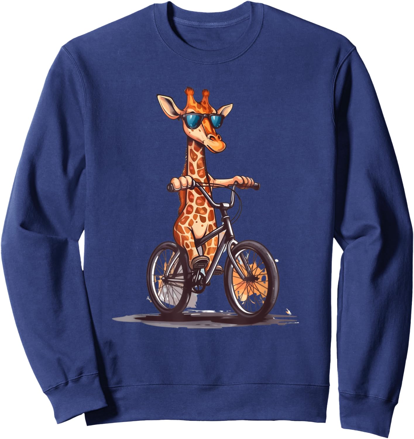 Giraffe Riding A Bike I Funny Giraffe Cyclist Safari Sweatshirt - Sweatshirt | Navy