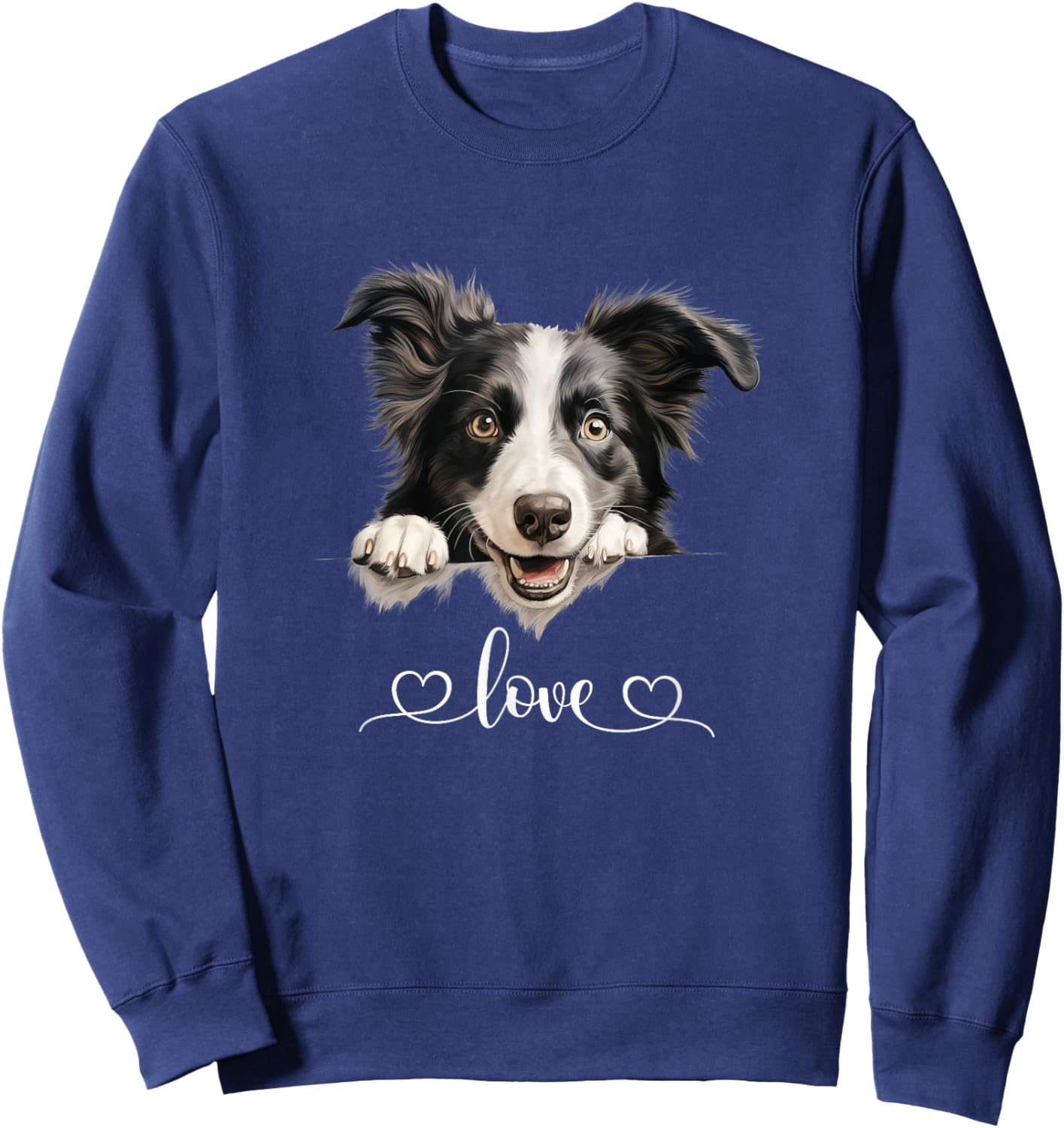Cute Dog Graphic Love Puppy Border Collie Dog Men Women Sweatshirt - Sweatshirt | Navy