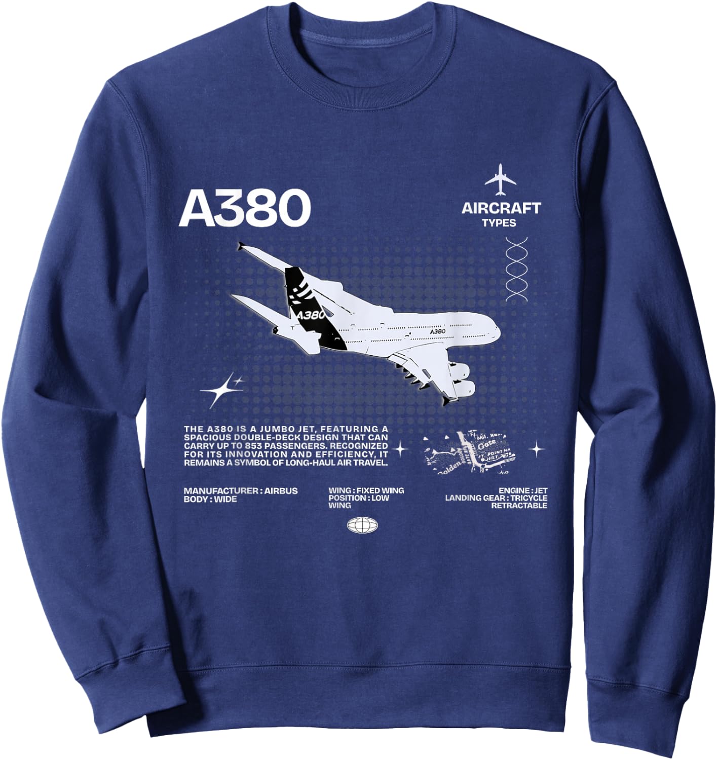 Airbus-A318 Airplane White , black Sweatshirt - Sweatshirt | Navy