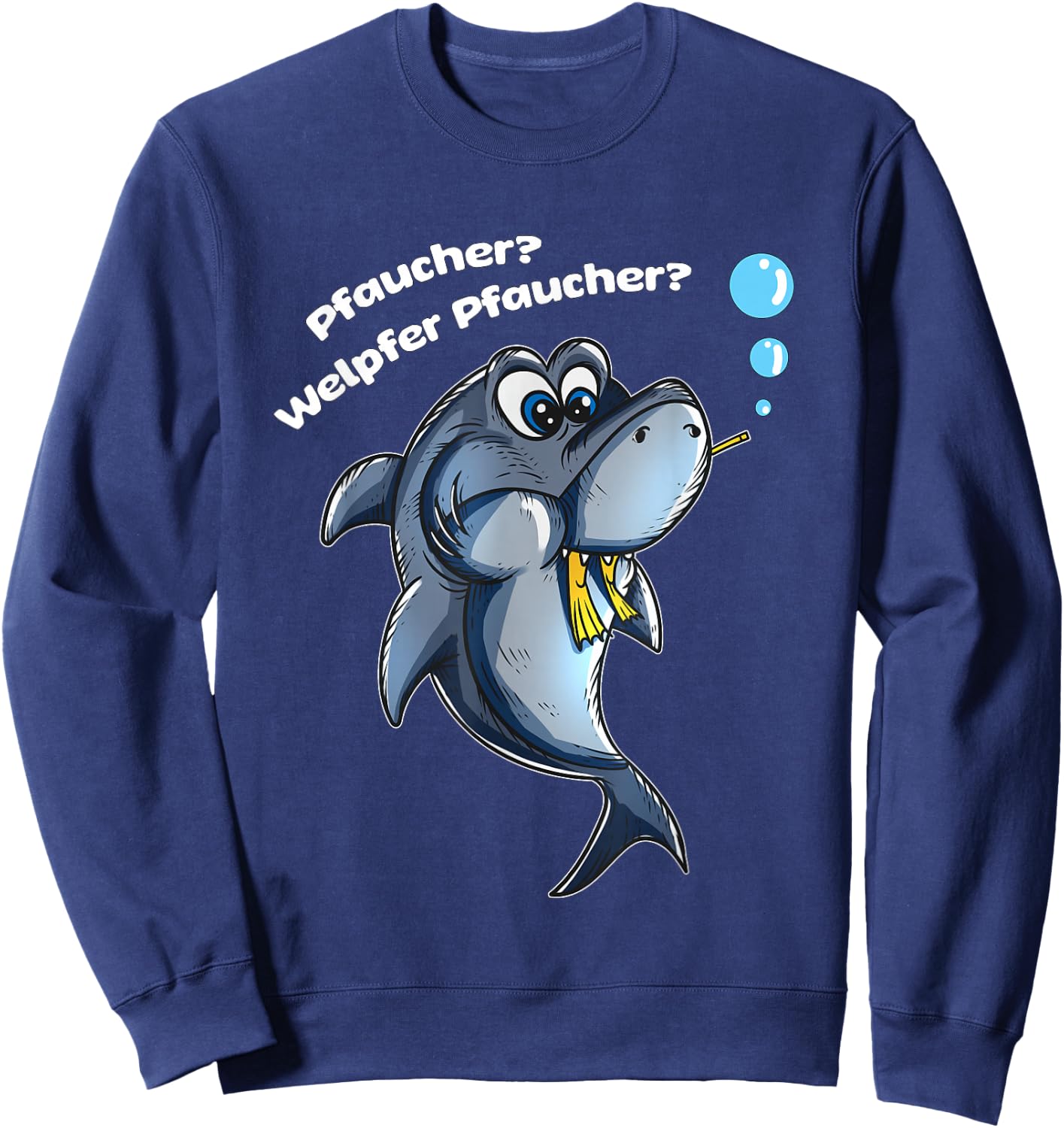 Funny Cute Shark Eating Diver Puppy , black Sweatshirt - Sweatshirt | Navy