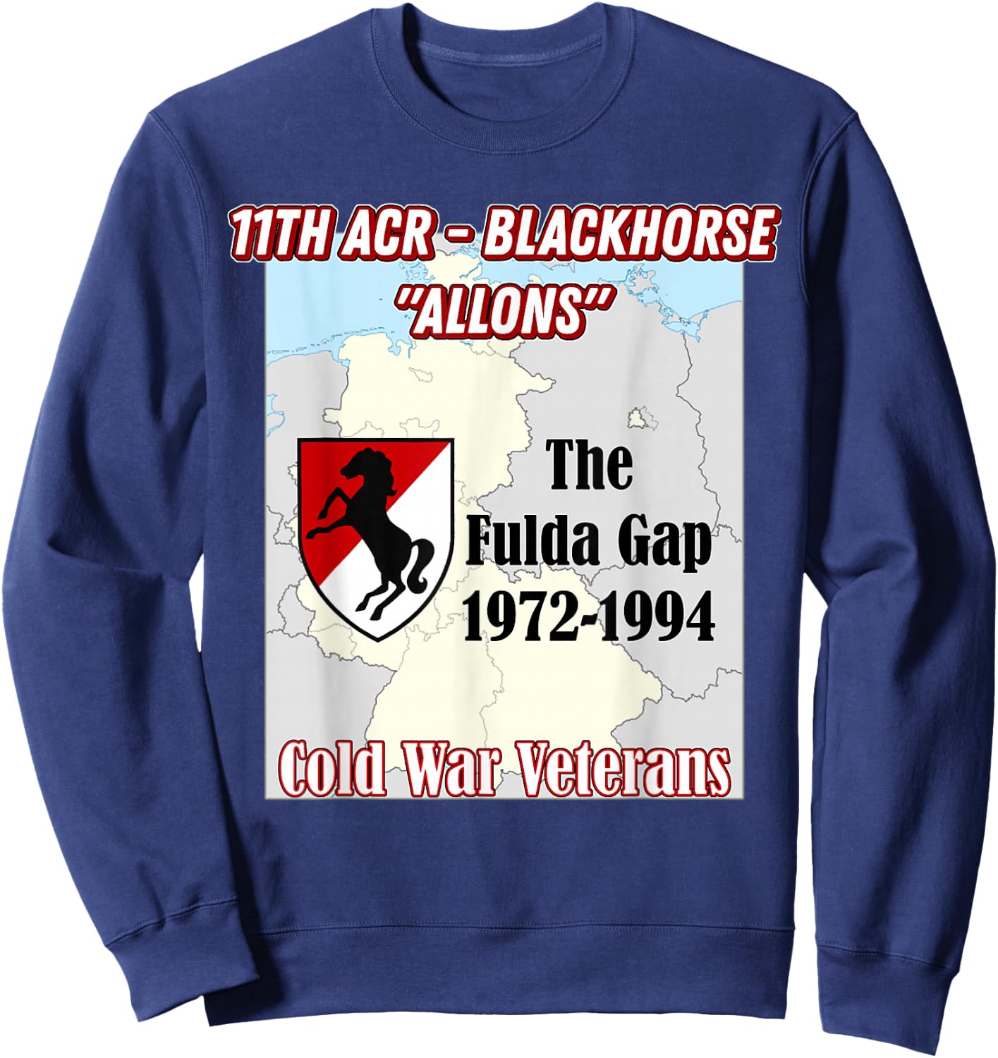 11th ACR - Army Fulda Gap vets design on front Sweatshirt - Sweatshirt | Navy
