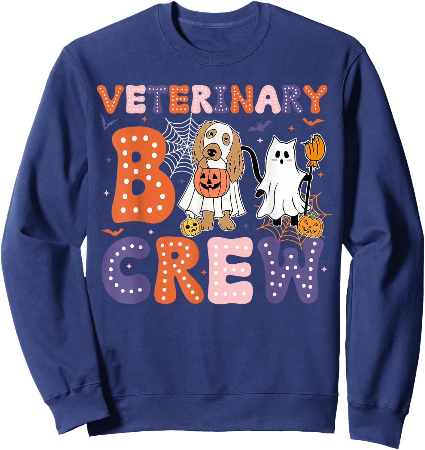 Veterinary Boo Crew Veterinarian Vet Tech Spooky Halloween Sweatshirt - Sweatshirt | Navy