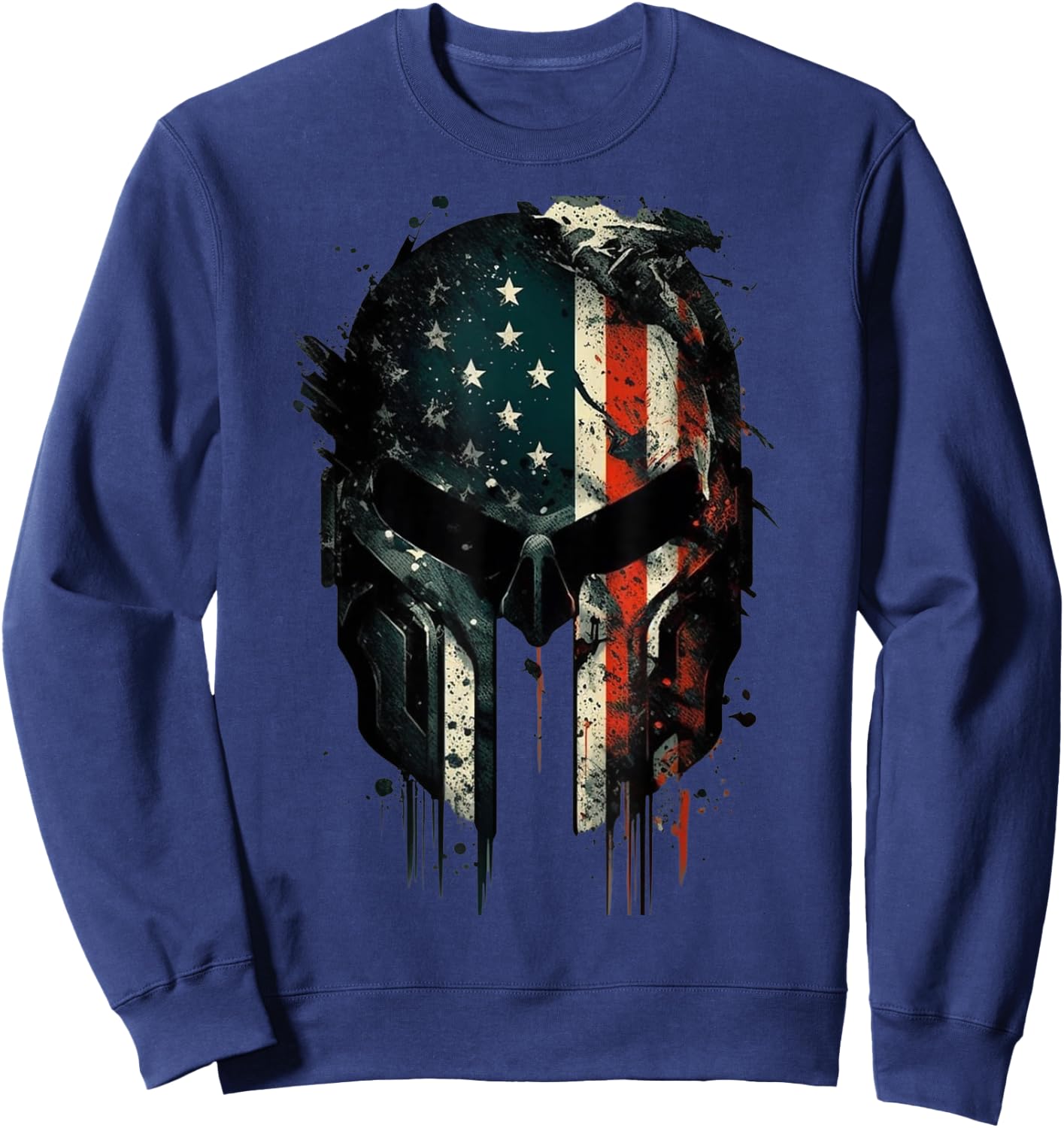 American Spartan Reaper Themed USA Flag National Pride Women Men Sweatshirt - Sweatshirt | Navy