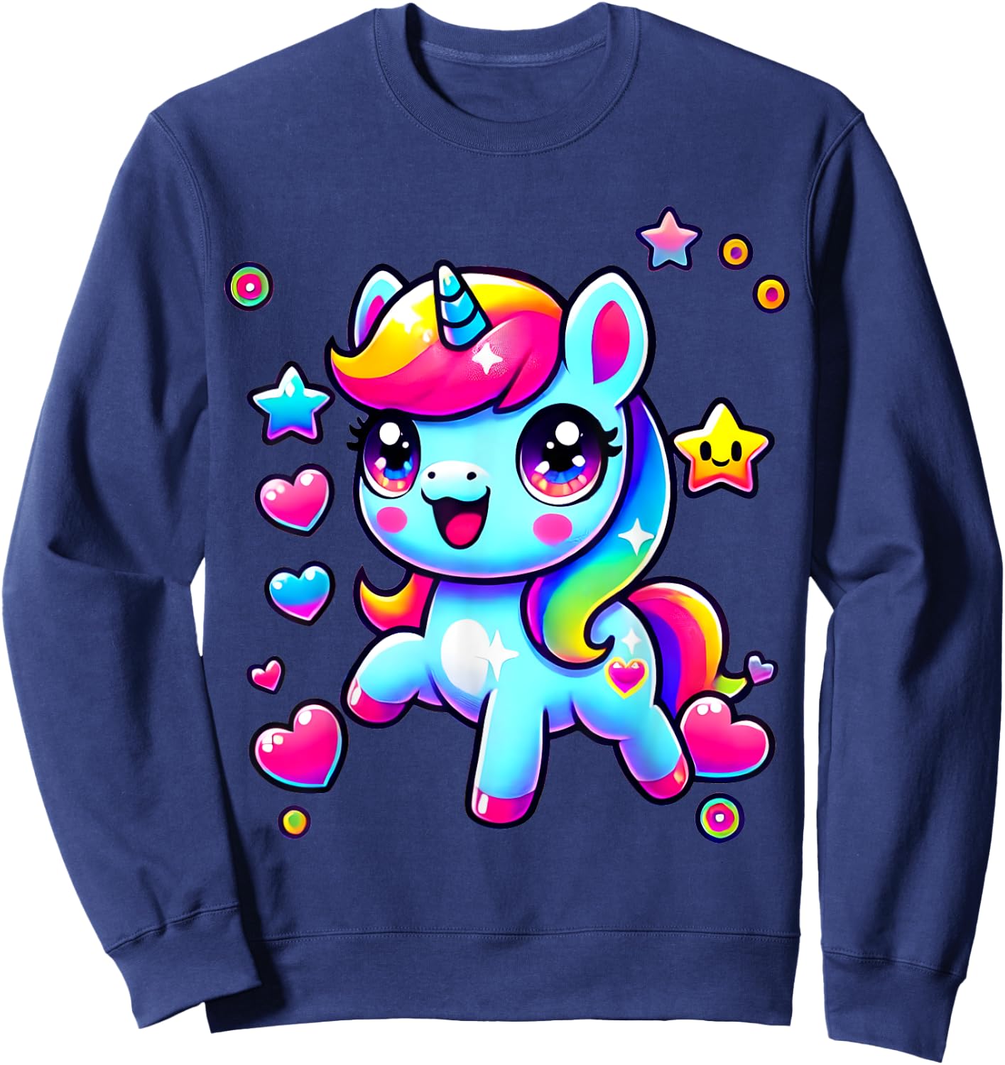 Kawaii Rainbow Unicorn | Magic Gift , Black, S Sweatshirt - Sweatshirt | Navy