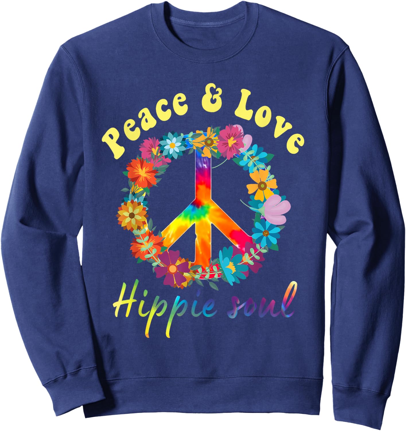 Hippie Acidhead Woodstock Peace Hippy , black Sweatshirt - Sweatshirt | Navy