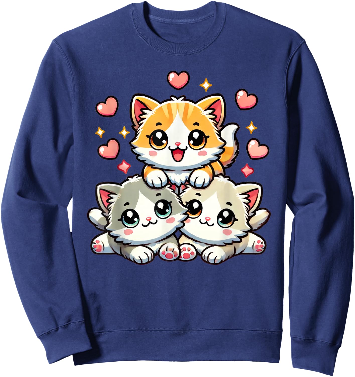 Kawaii Cats Kittens Cute Cat Lover Sweatshirt - Sweatshirt | Navy