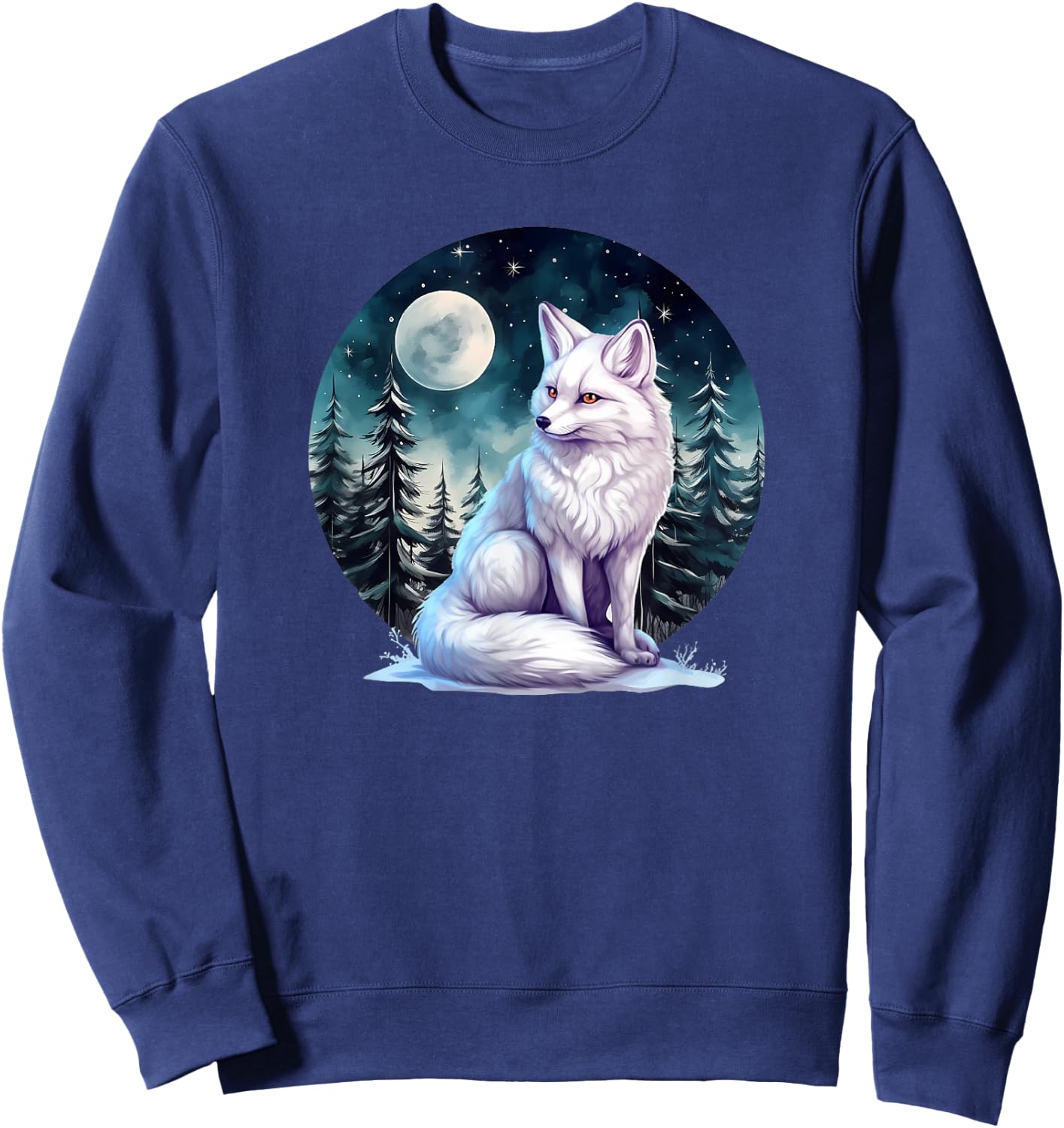 Cute Winter Snow White Arctic Fox Lover Sweatshirt - Sweatshirt | Navy