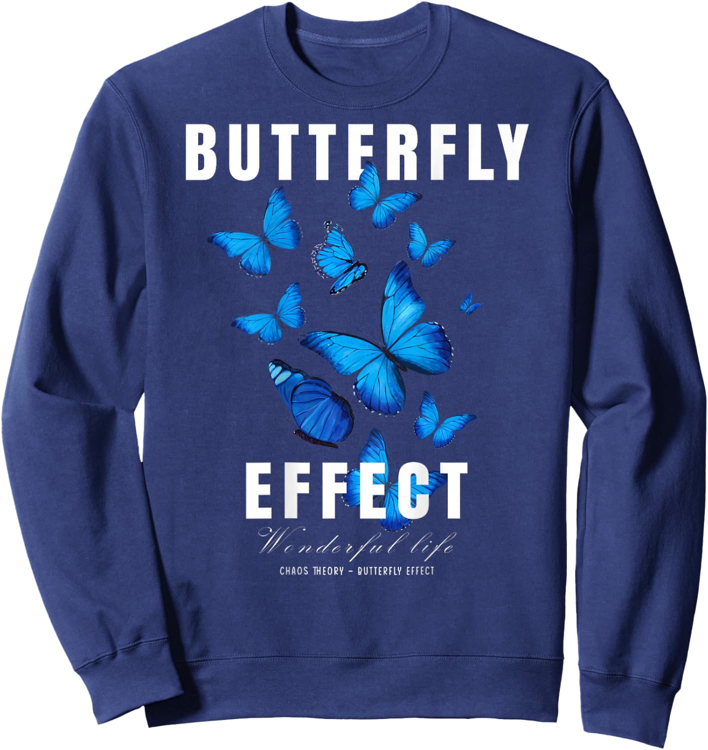 Butterfly Effect BACKPRINT Techno Festival Tekk Sweatshirt - Sweatshirt | Navy