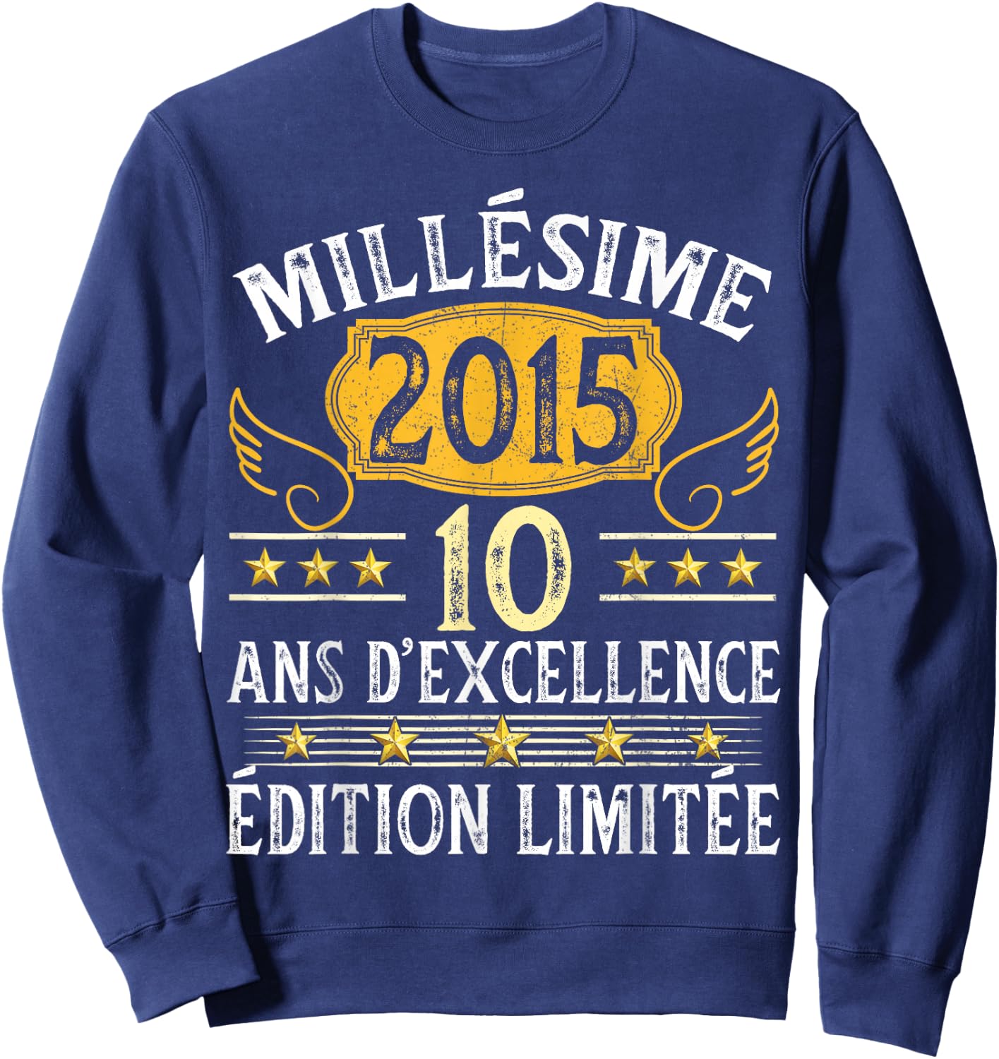 Vintage 2015 10 Years Birthday Boy Girl Vintage 2015 , Black, S Sweatshirt - Sweatshirt | Navy