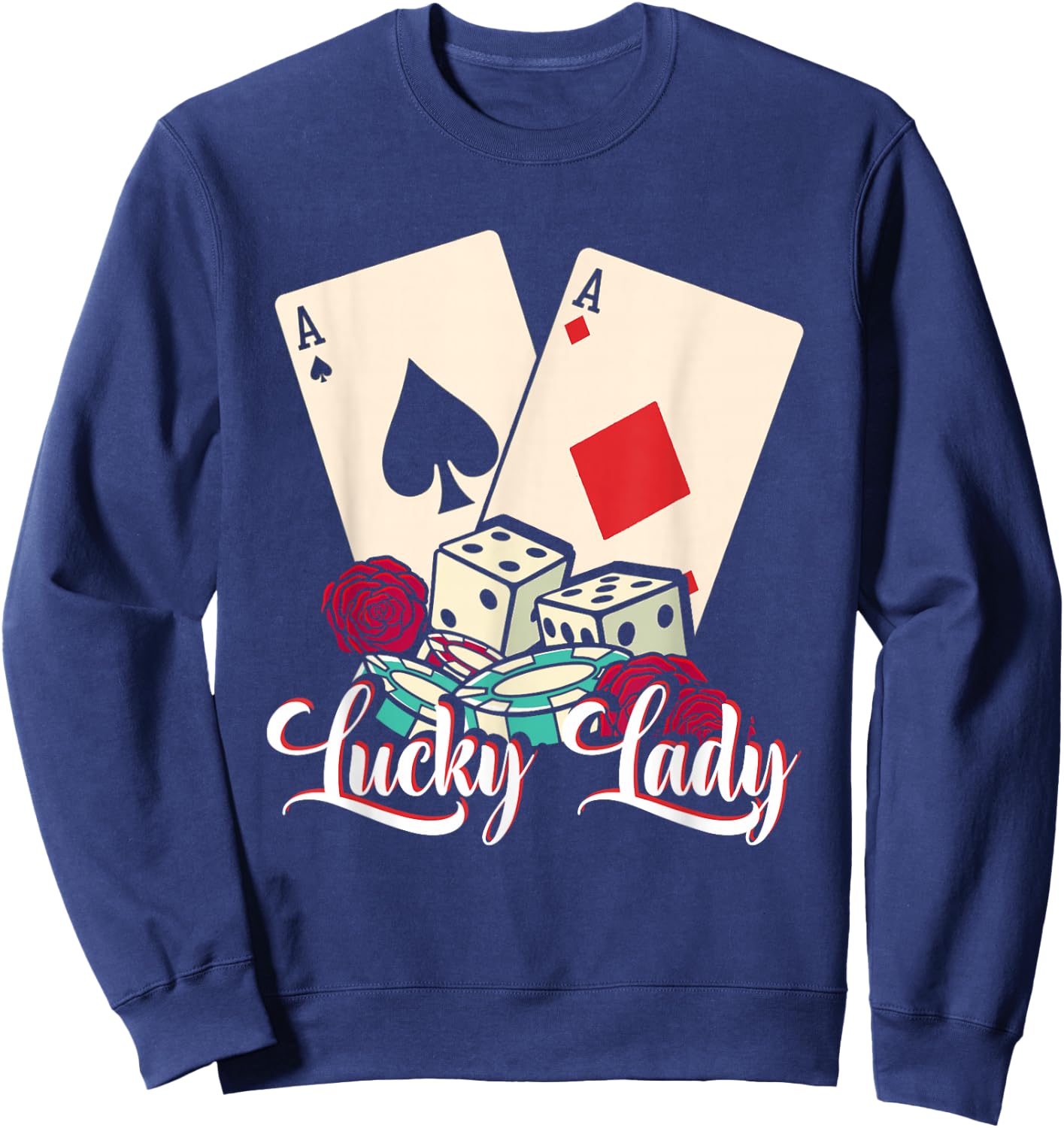 Lucky Lady Poker Player | Gambling Casino | Gambler Sweatshirt - Sweatshirt | Navy