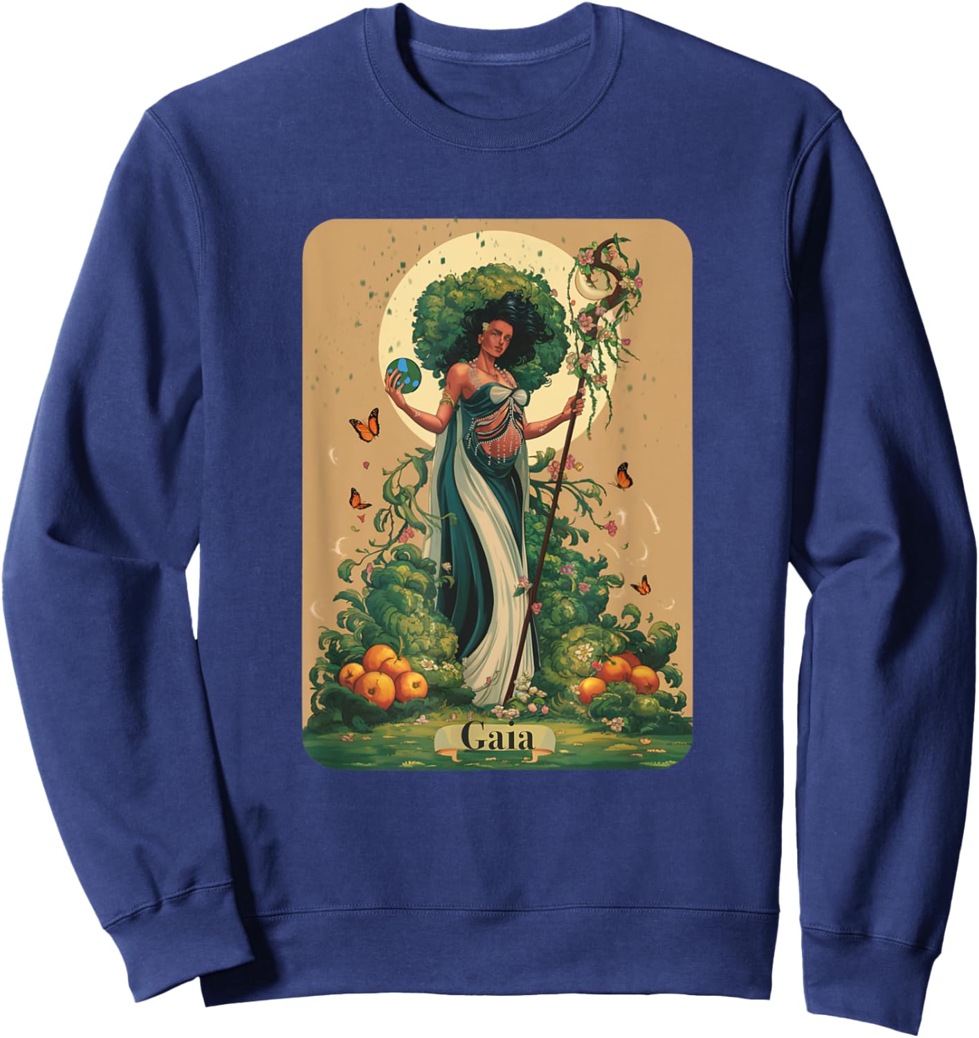 Gaia Greek Goddess Mother Earth Nature Lover Witchy Pagan Sweatshirt - Sweatshirt | Navy