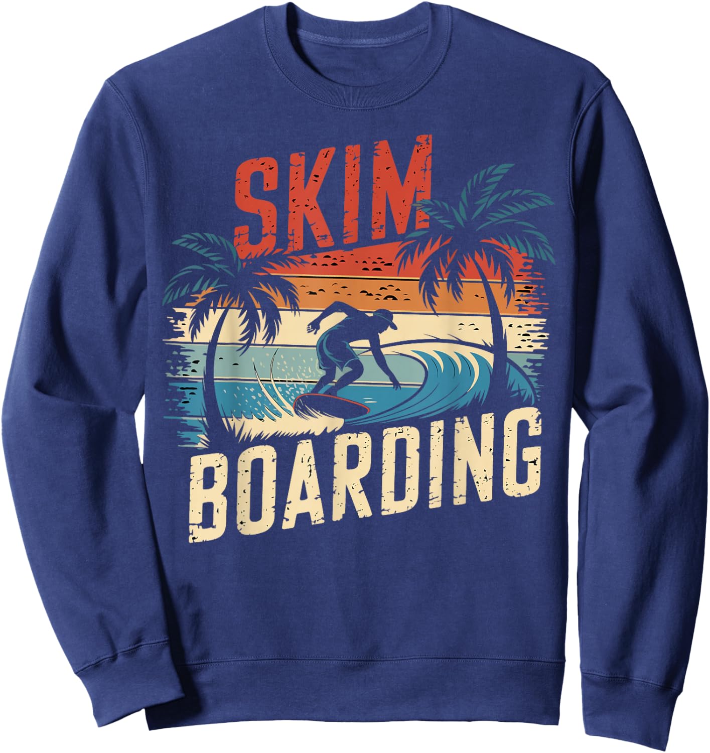 Retro Skim Boarding Skimboarding Sunset Beach Skim Rider Sweatshirt - Sweatshirt | Navy