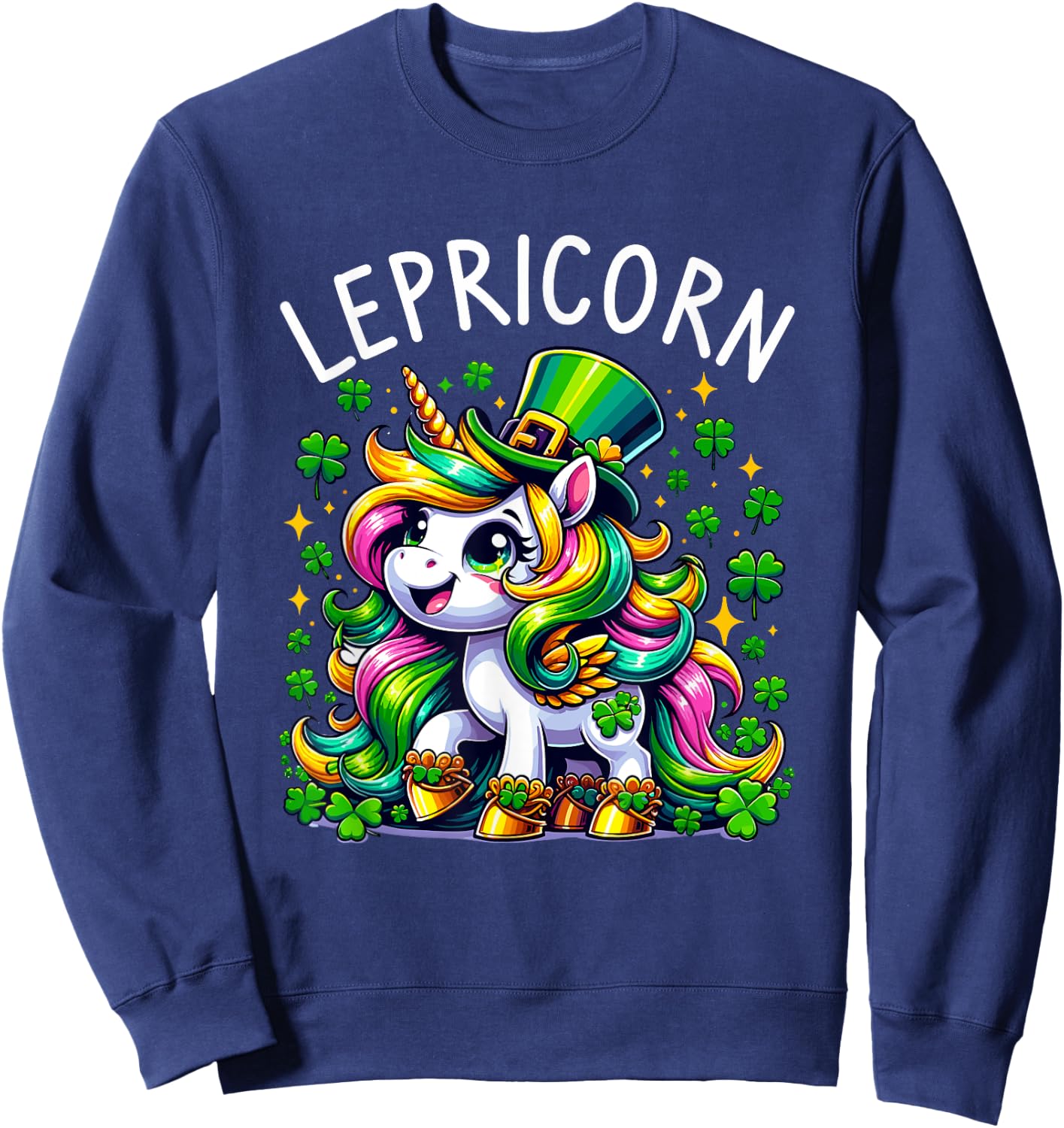 Lepricorn Shenanigans Clover St. Patricks Day St. Patrick Sweatshirt - Sweatshirt | Navy