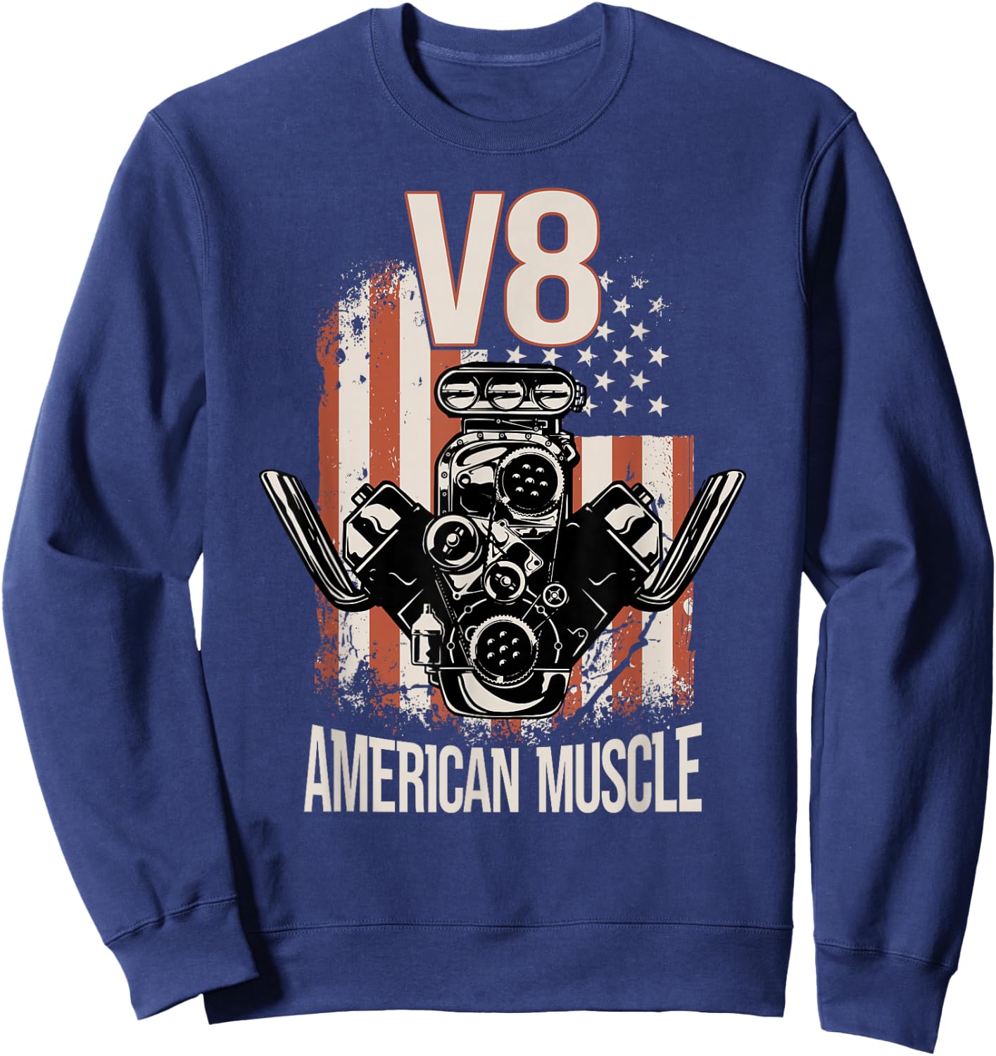 V8 American Muscle Car USA Flag V8 , black Sweatshirt - Sweatshirt | Navy