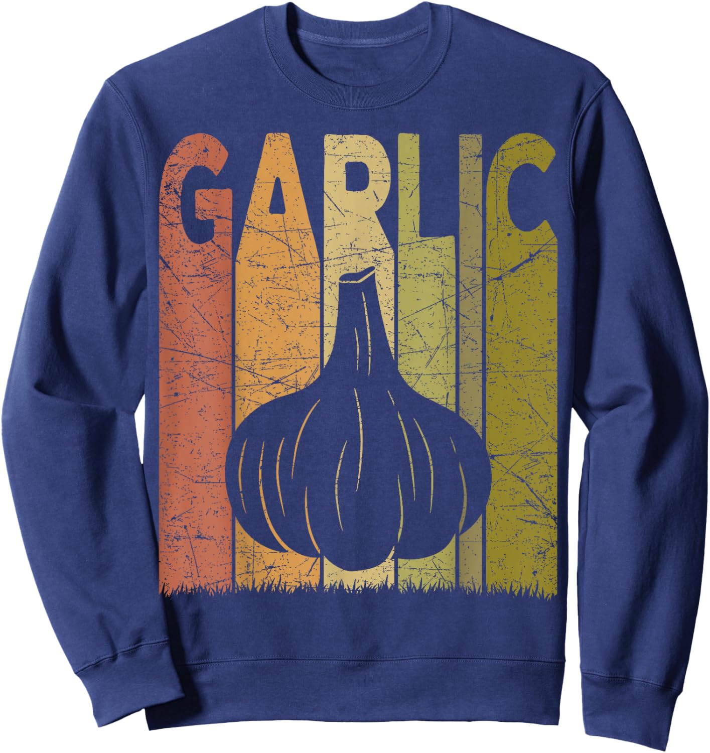 Garlic Vintage Garlic Farmer Retro Vegetables Farmer Sweatshirt - Sweatshirt | Navy