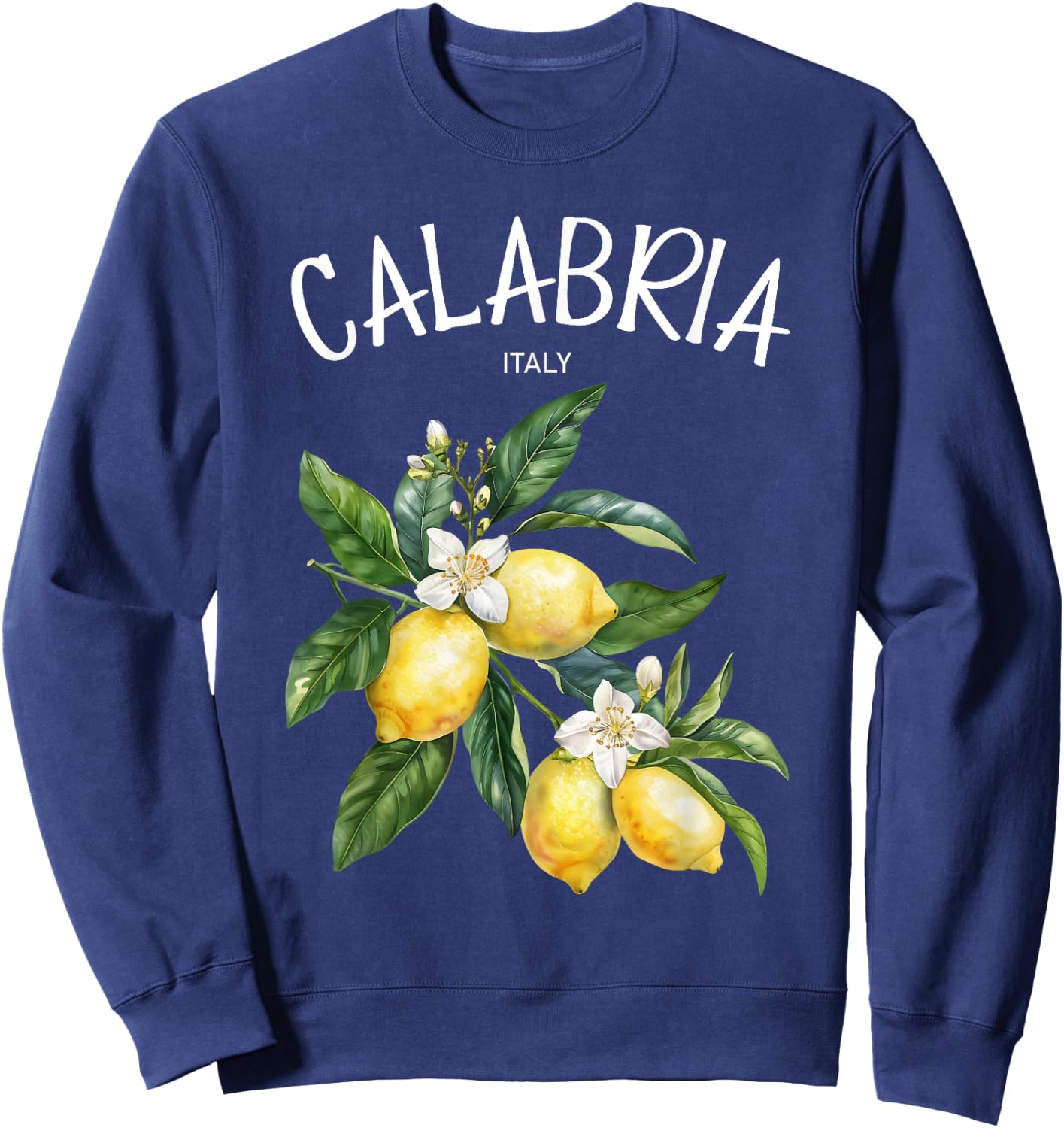 Calabria Lemon Art Italian Fruit Lover Italy Vintage Italia Sweatshirt - Sweatshirt | Navy