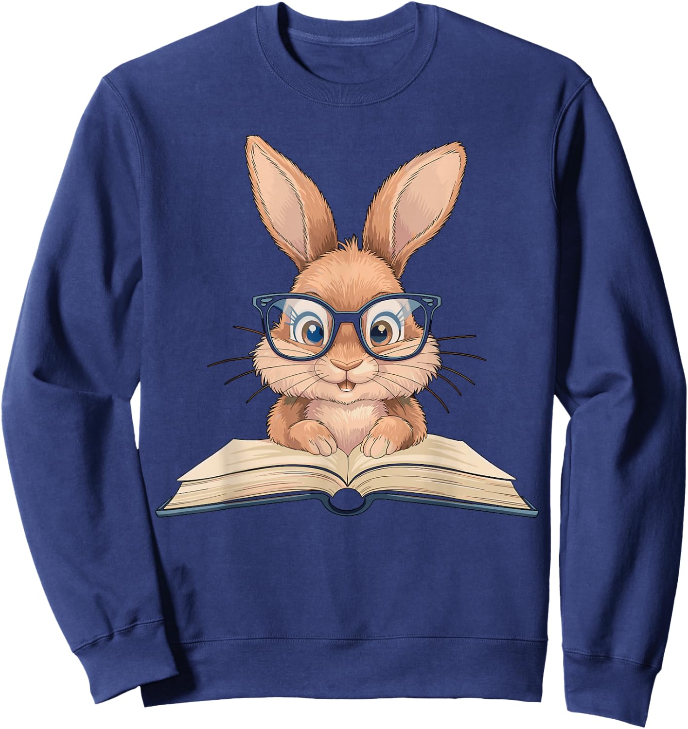 Rabbing reading a Book Bunny Bookworm Sweatshirt - Sweatshirt | Navy