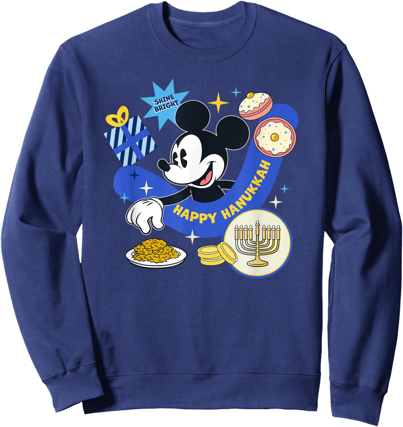 Disney Mickey Mouse Holiday Happy Hanukkah Shine Bright Sweatshirt - Sweatshirt | Navy